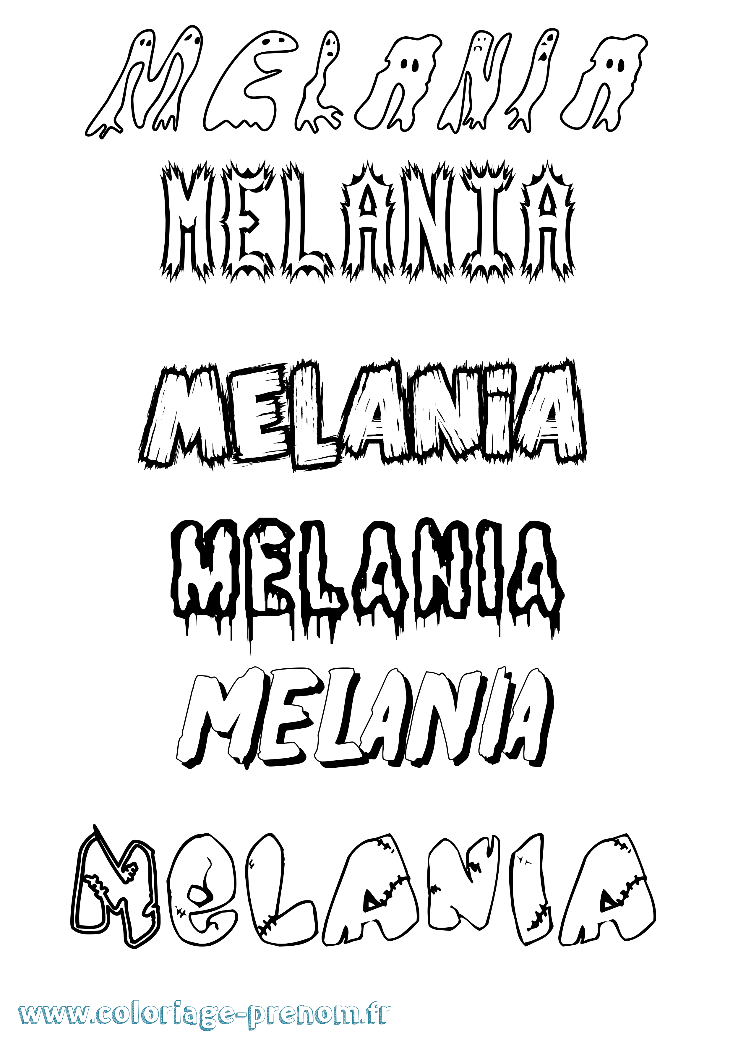 Coloriage prénom Melania Frisson