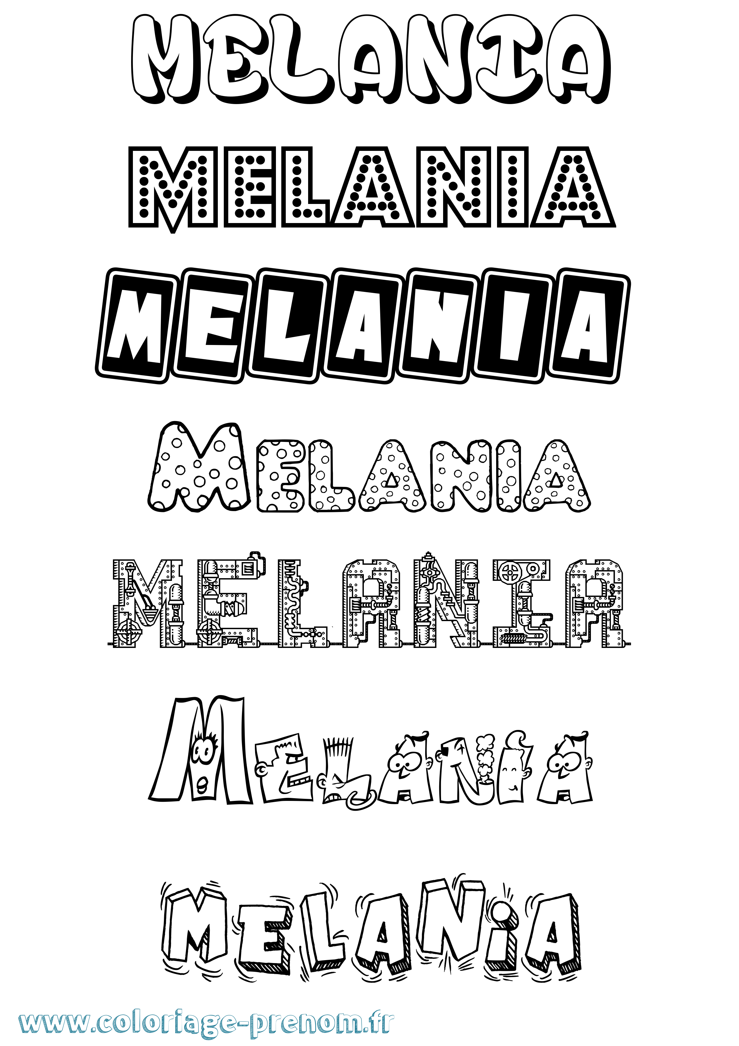 Coloriage prénom Melania Fun