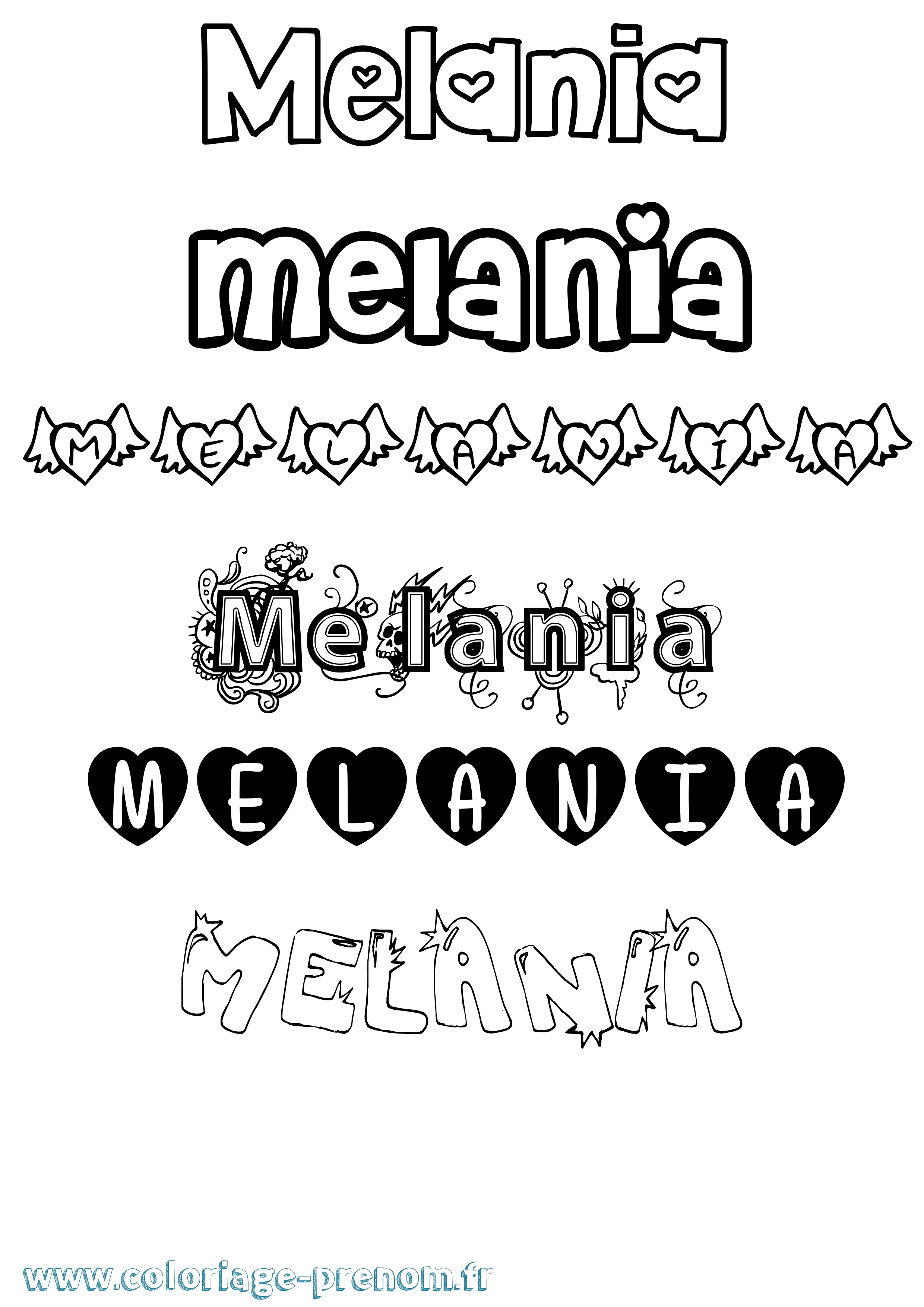 Coloriage prénom Melania Girly