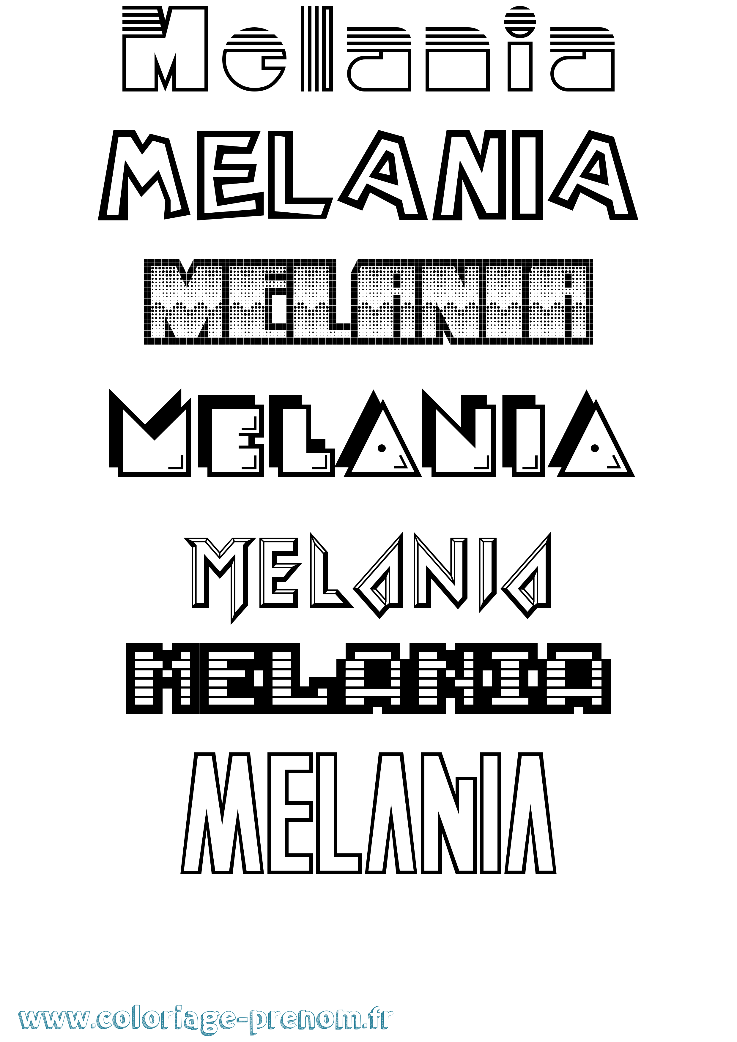Coloriage prénom Melania Jeux Vidéos