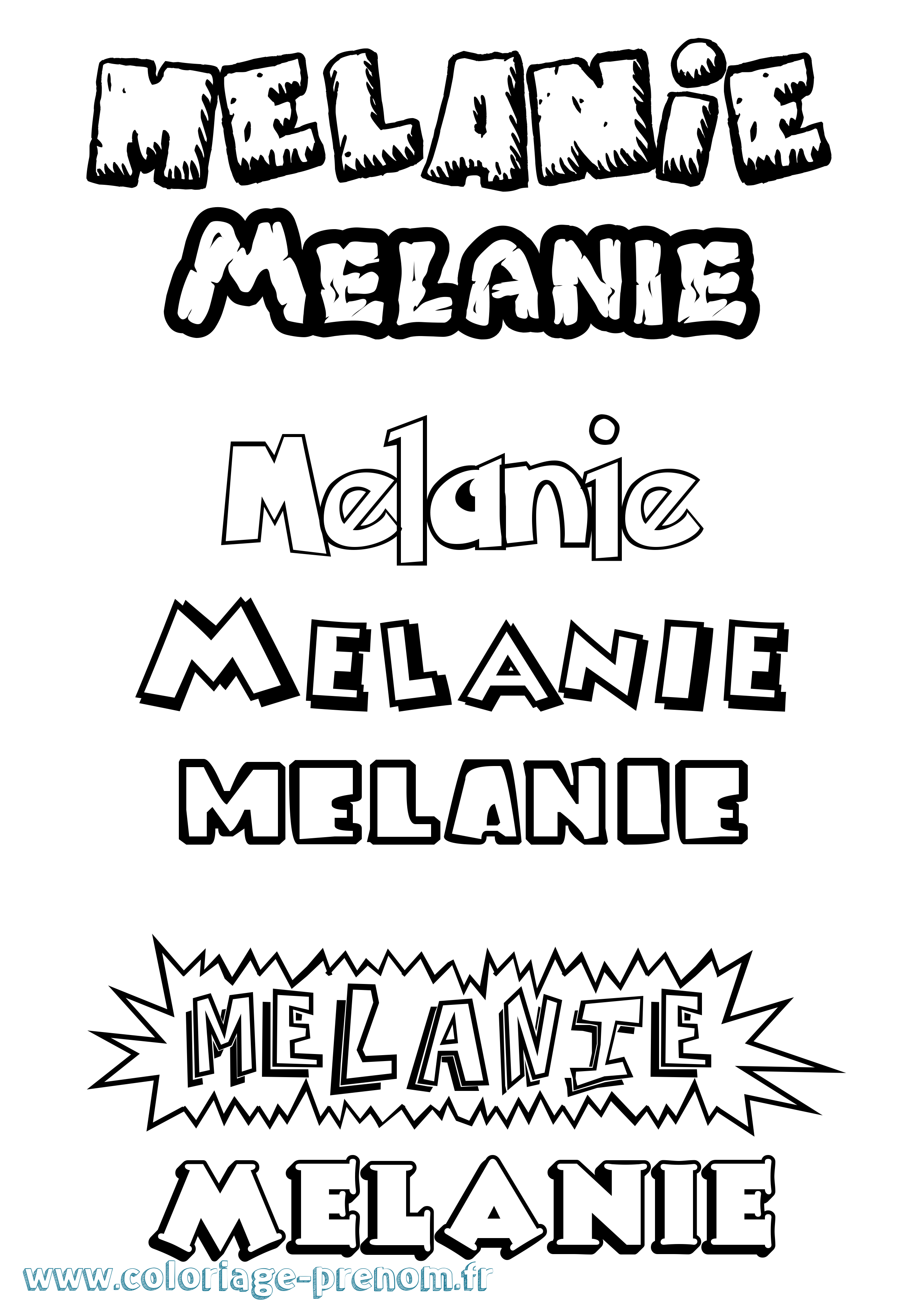 Coloriage prénom Melanie Dessin Animé