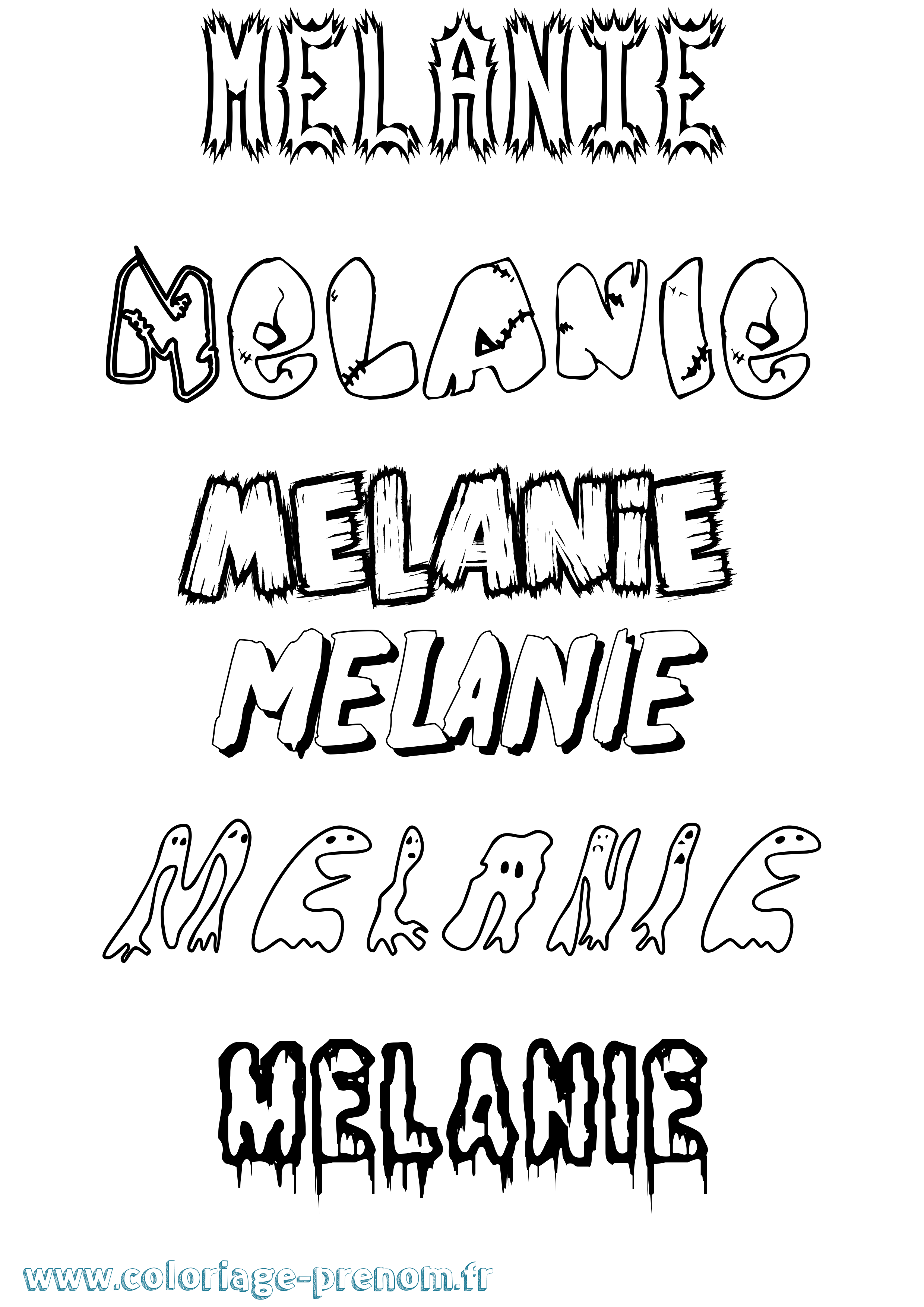 Coloriage prénom Melanie Frisson
