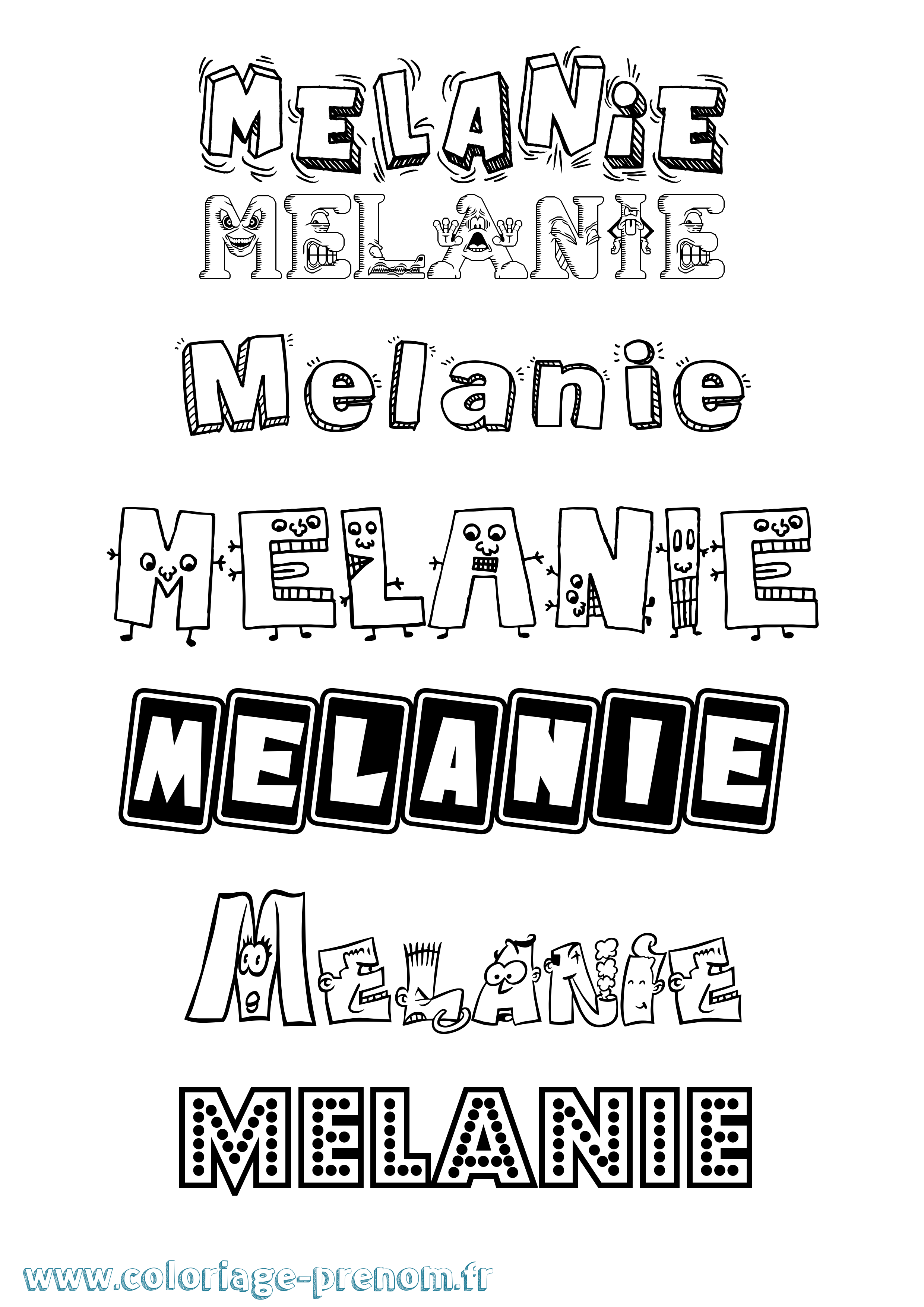 Coloriage prénom Melanie Fun