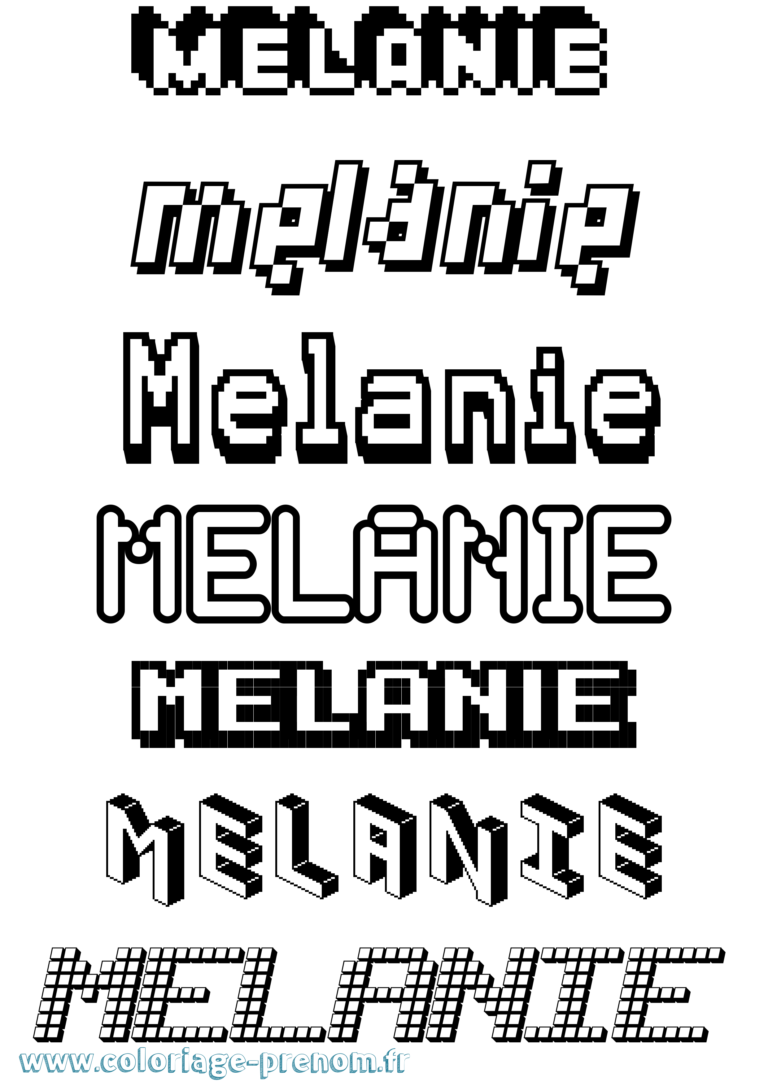 Coloriage prénom Melanie Pixel