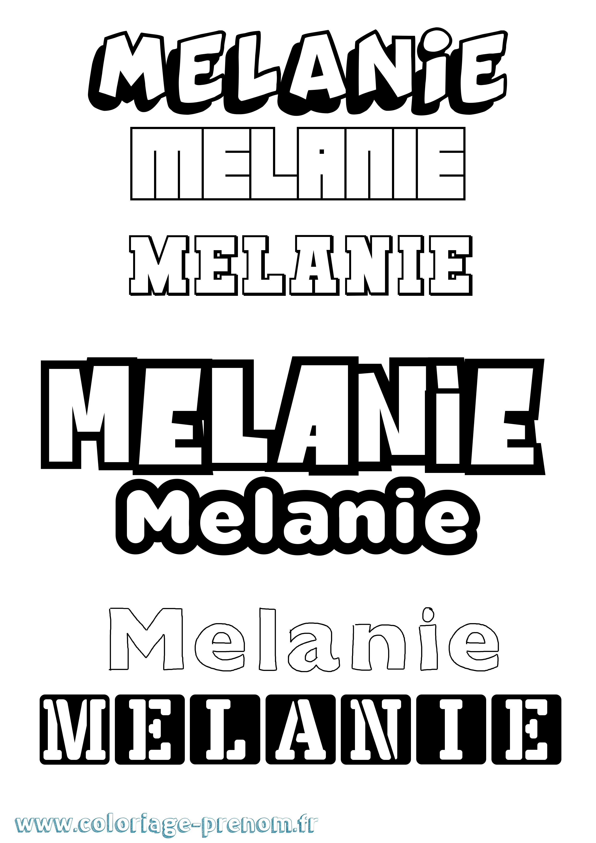 Coloriage prénom Melanie Simple