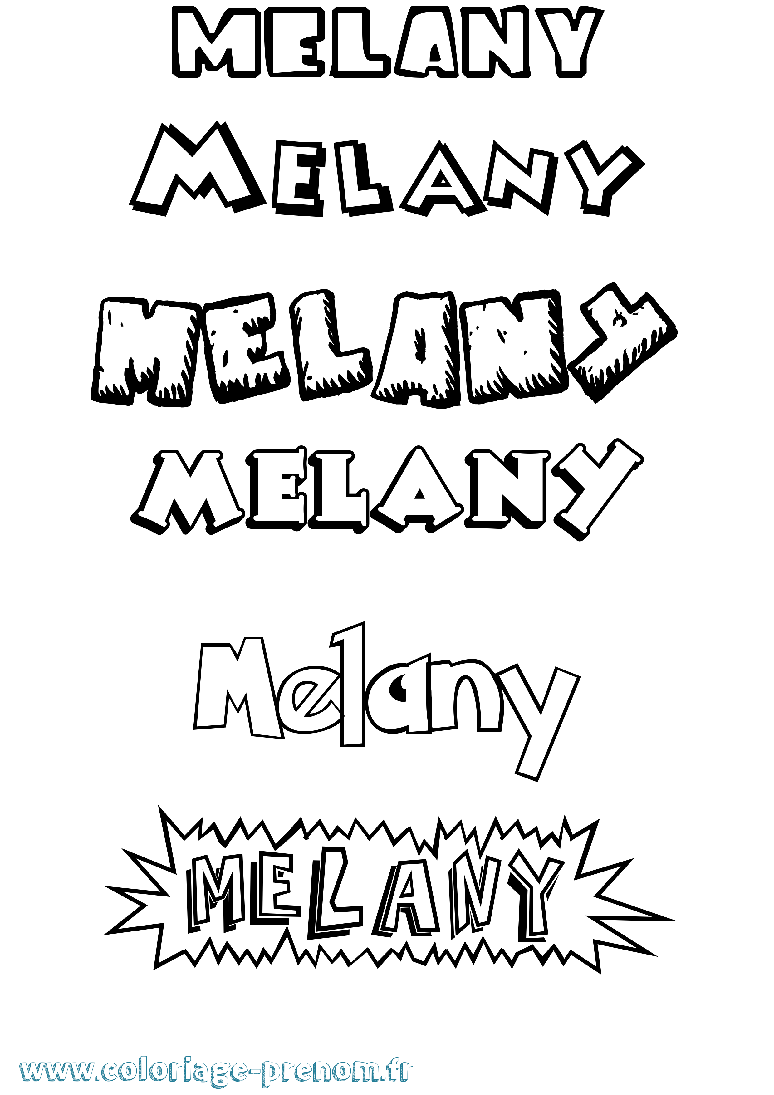 Coloriage prénom Melany Dessin Animé