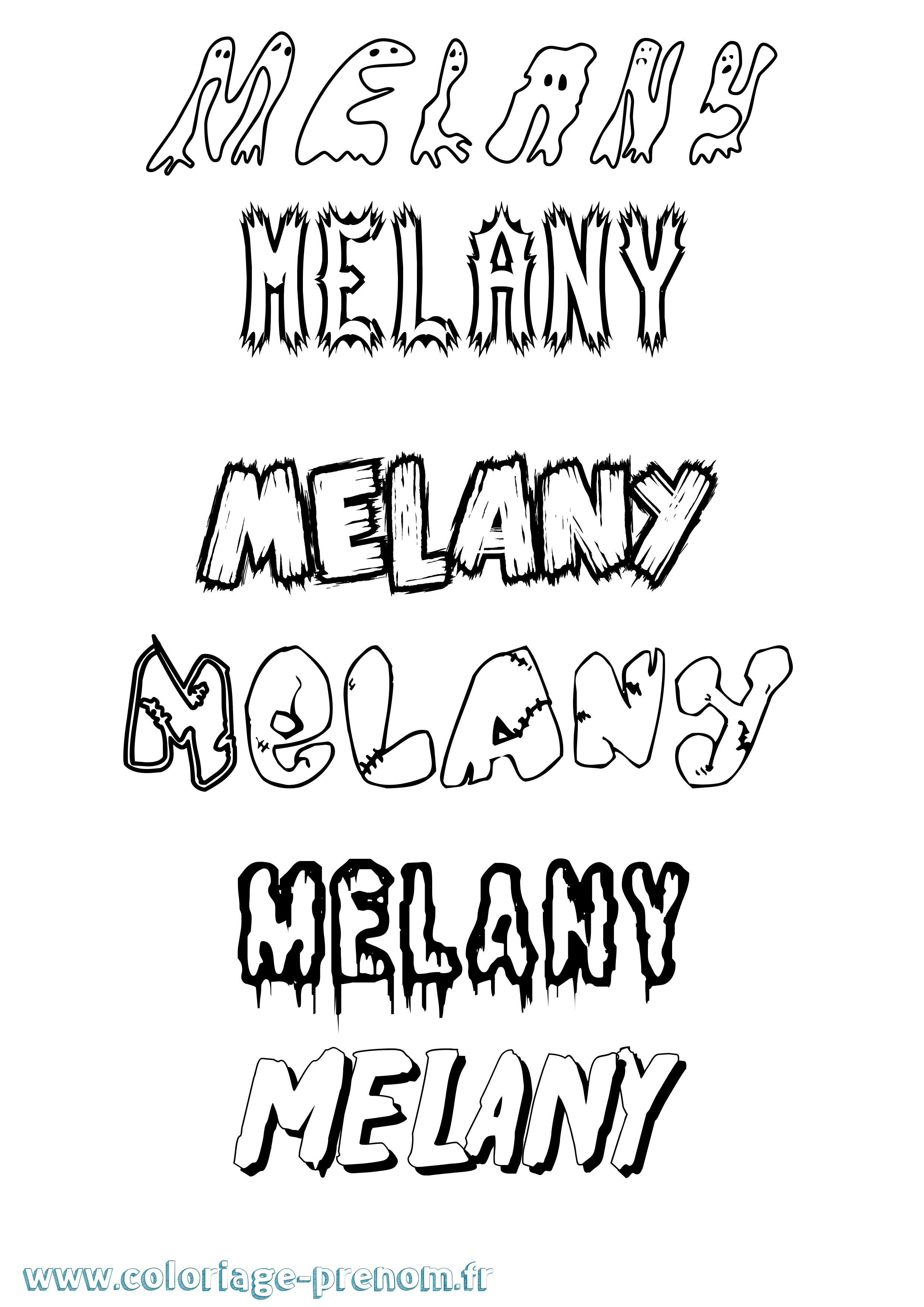 Coloriage prénom Melany Frisson
