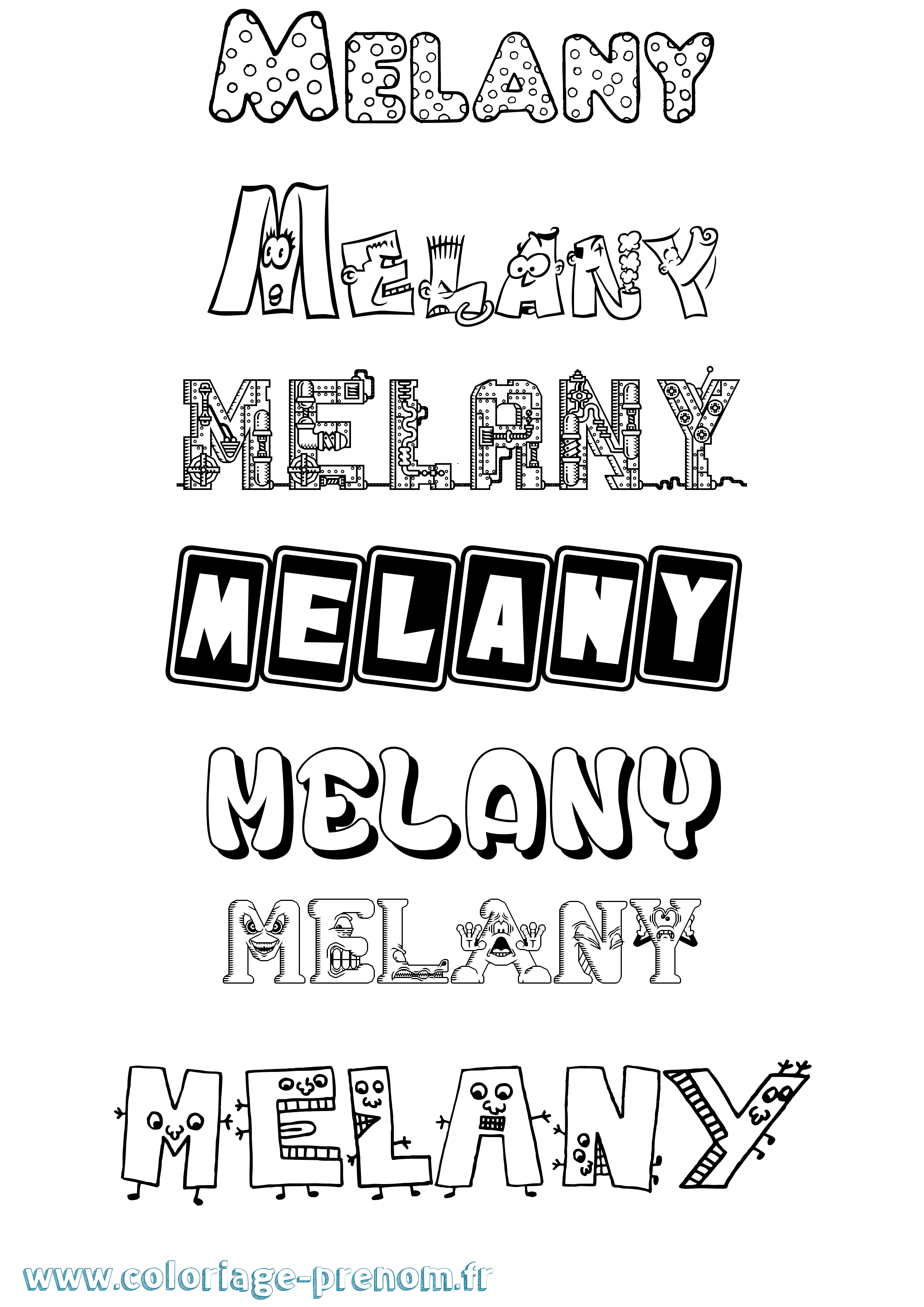 Coloriage prénom Melany Fun