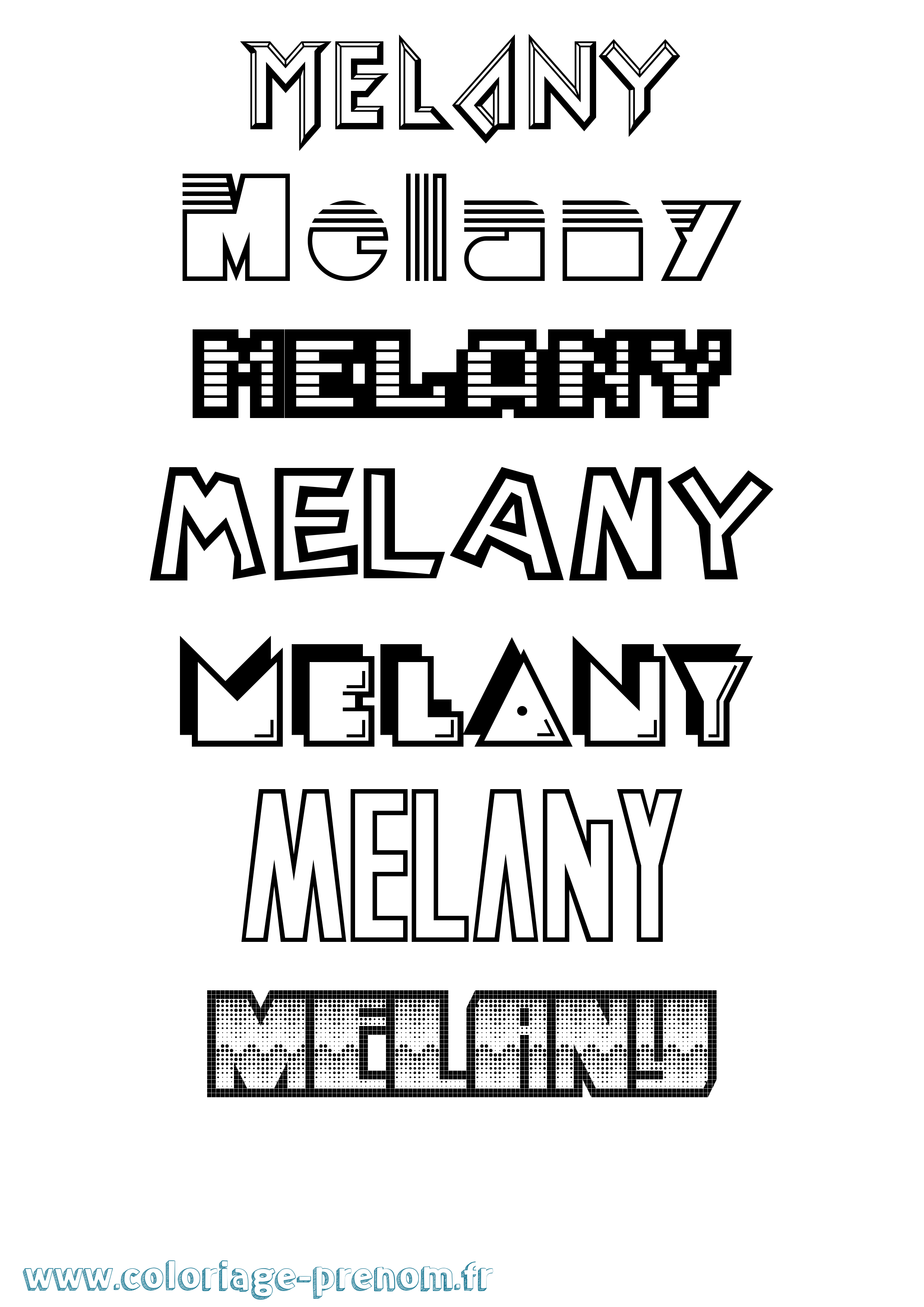 Coloriage prénom Melany Jeux Vidéos