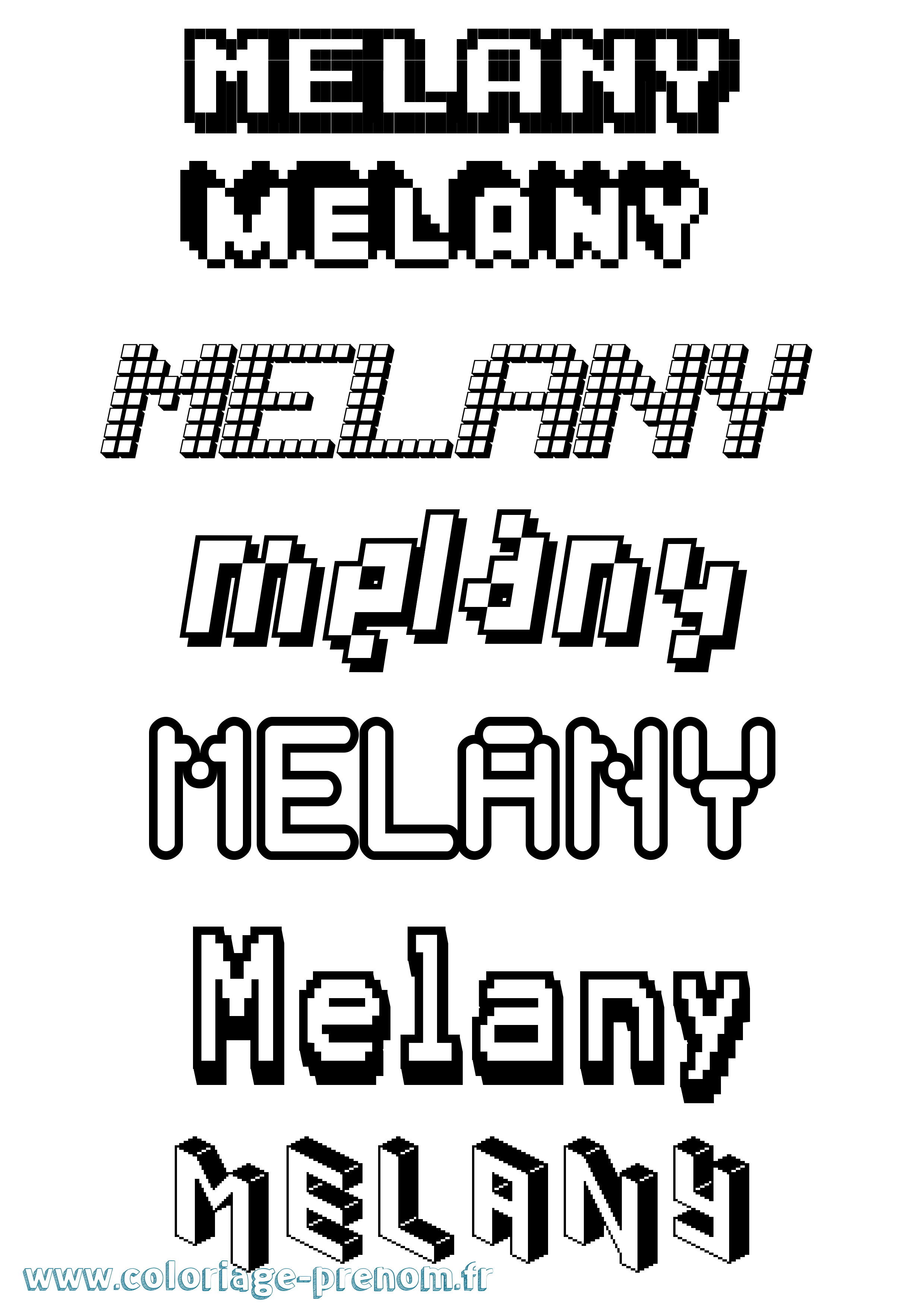 Coloriage prénom Melany Pixel