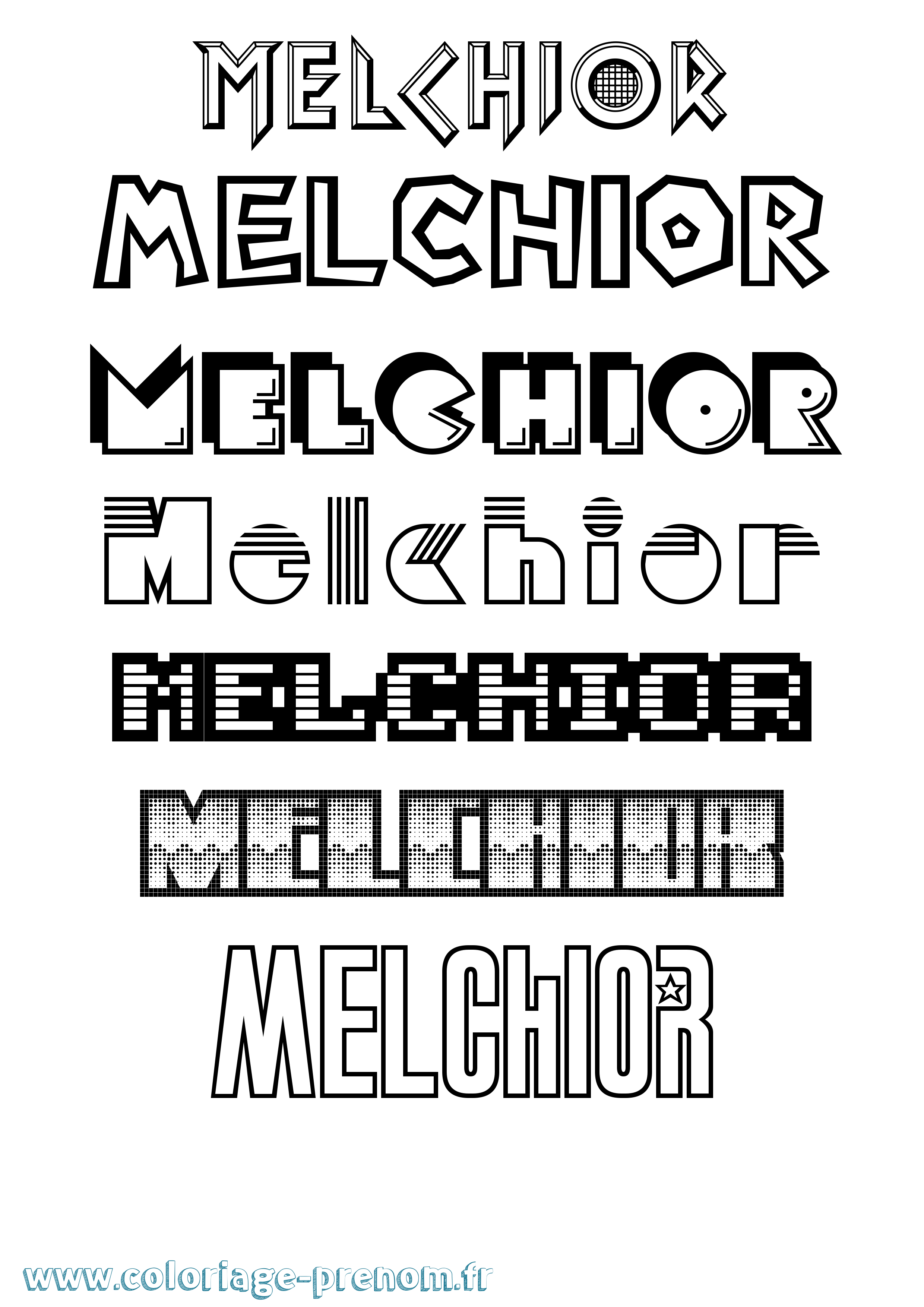 Coloriage prénom Melchior