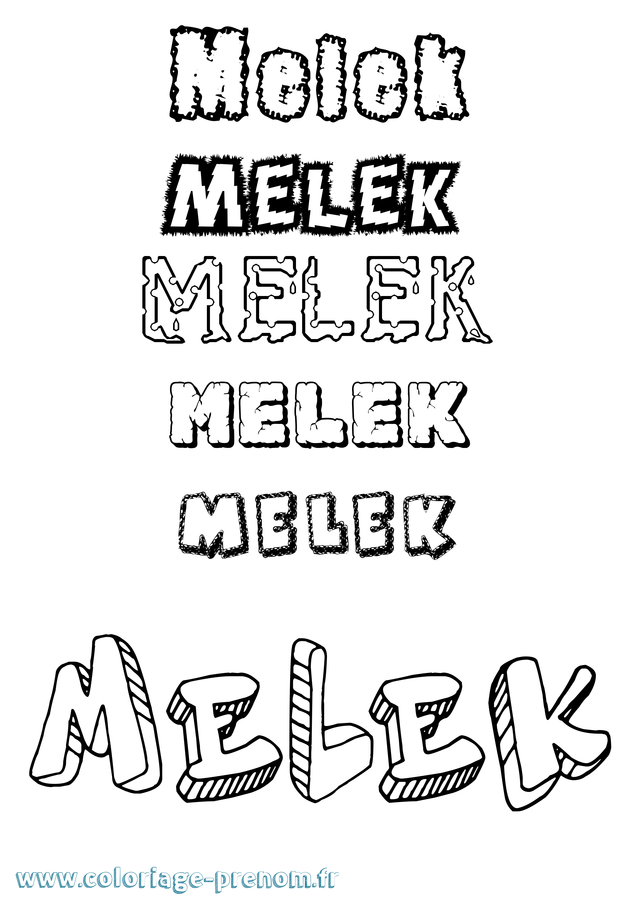 Coloriage prénom Melek Destructuré