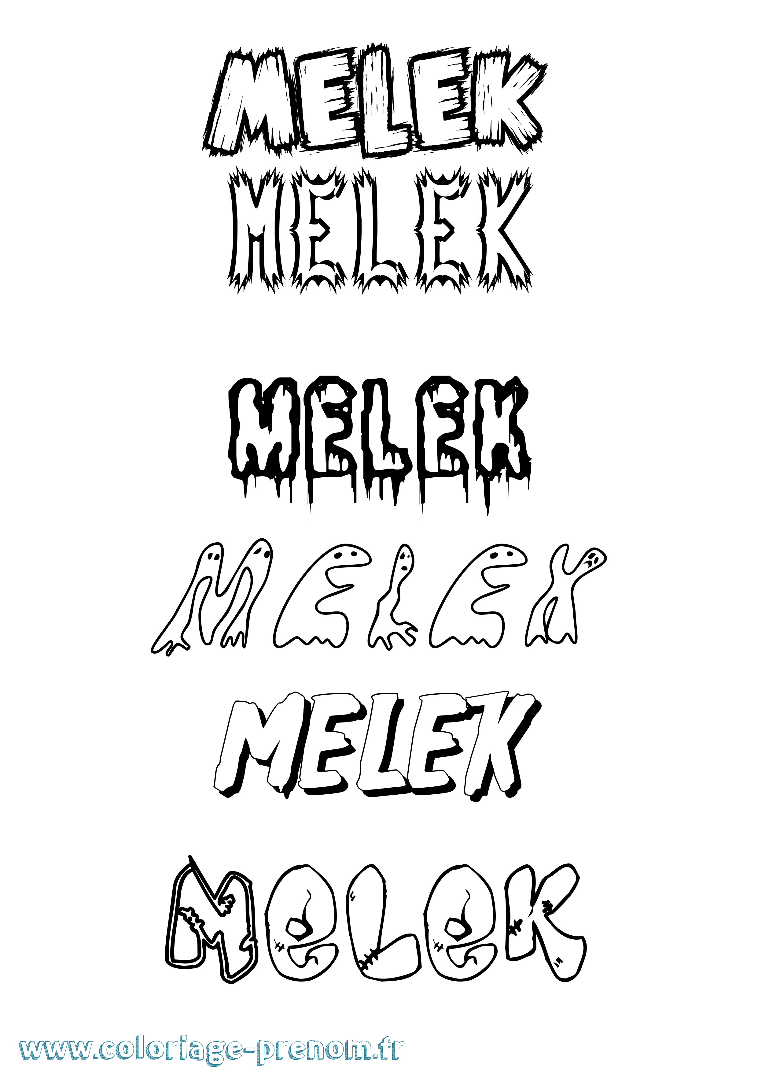 Coloriage prénom Melek Frisson