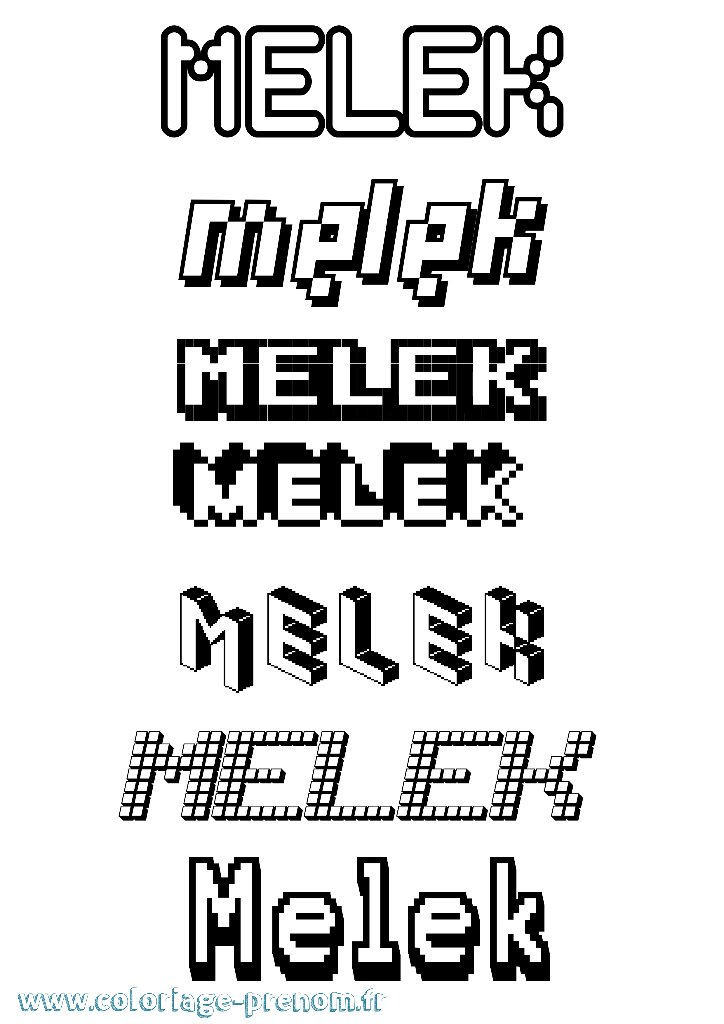 Coloriage prénom Melek Pixel