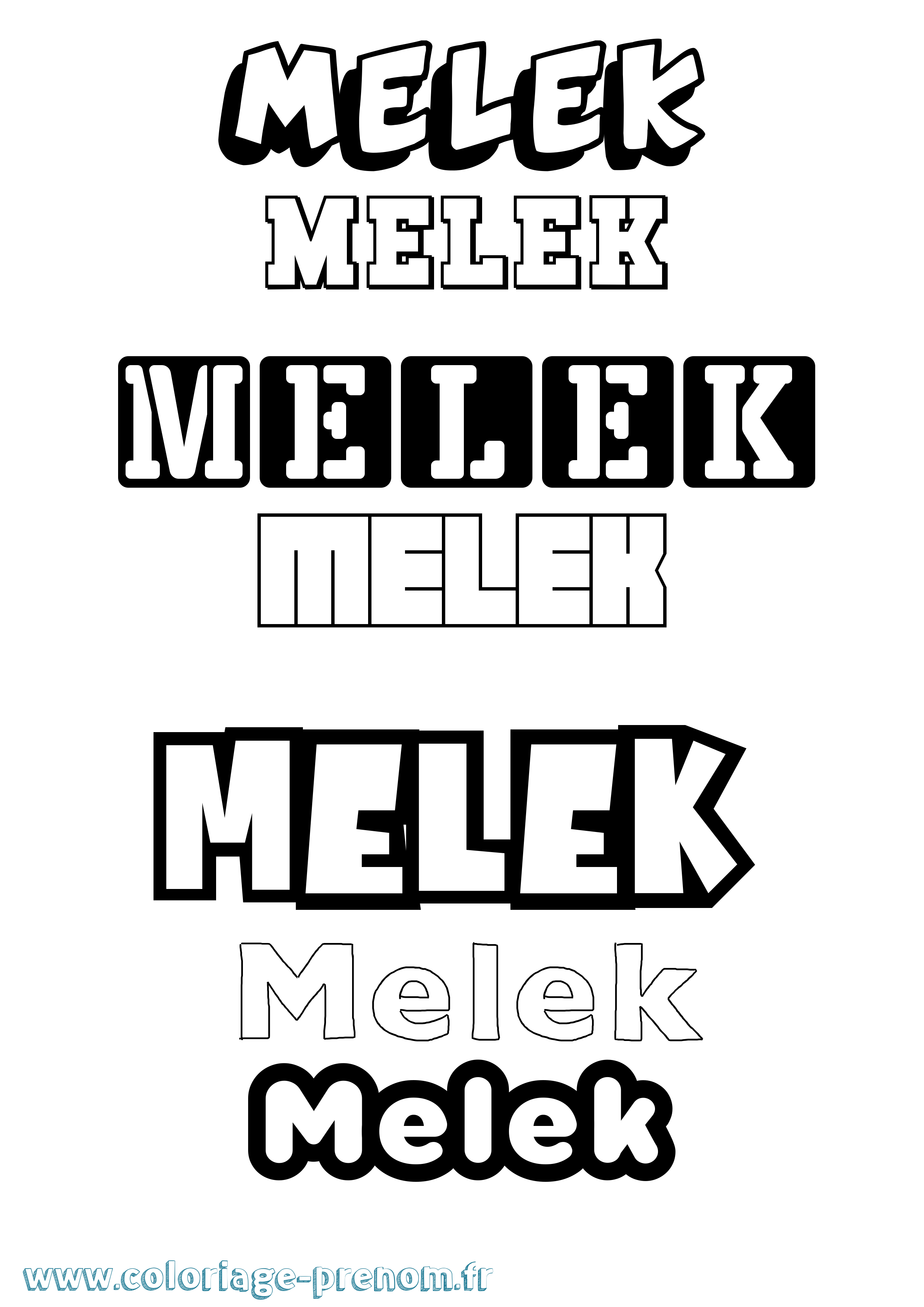 Coloriage prénom Melek Simple