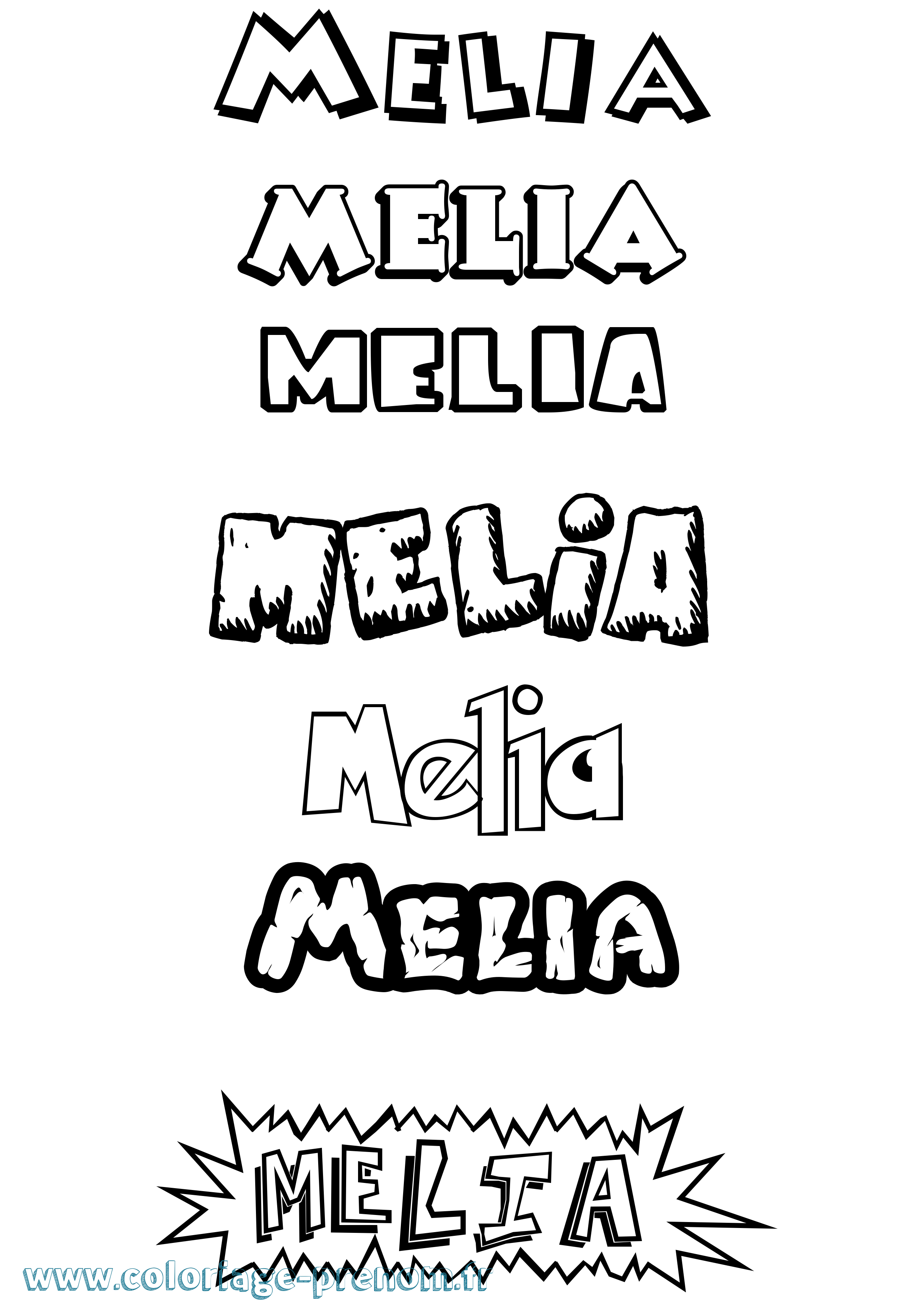 Coloriage prénom Melia