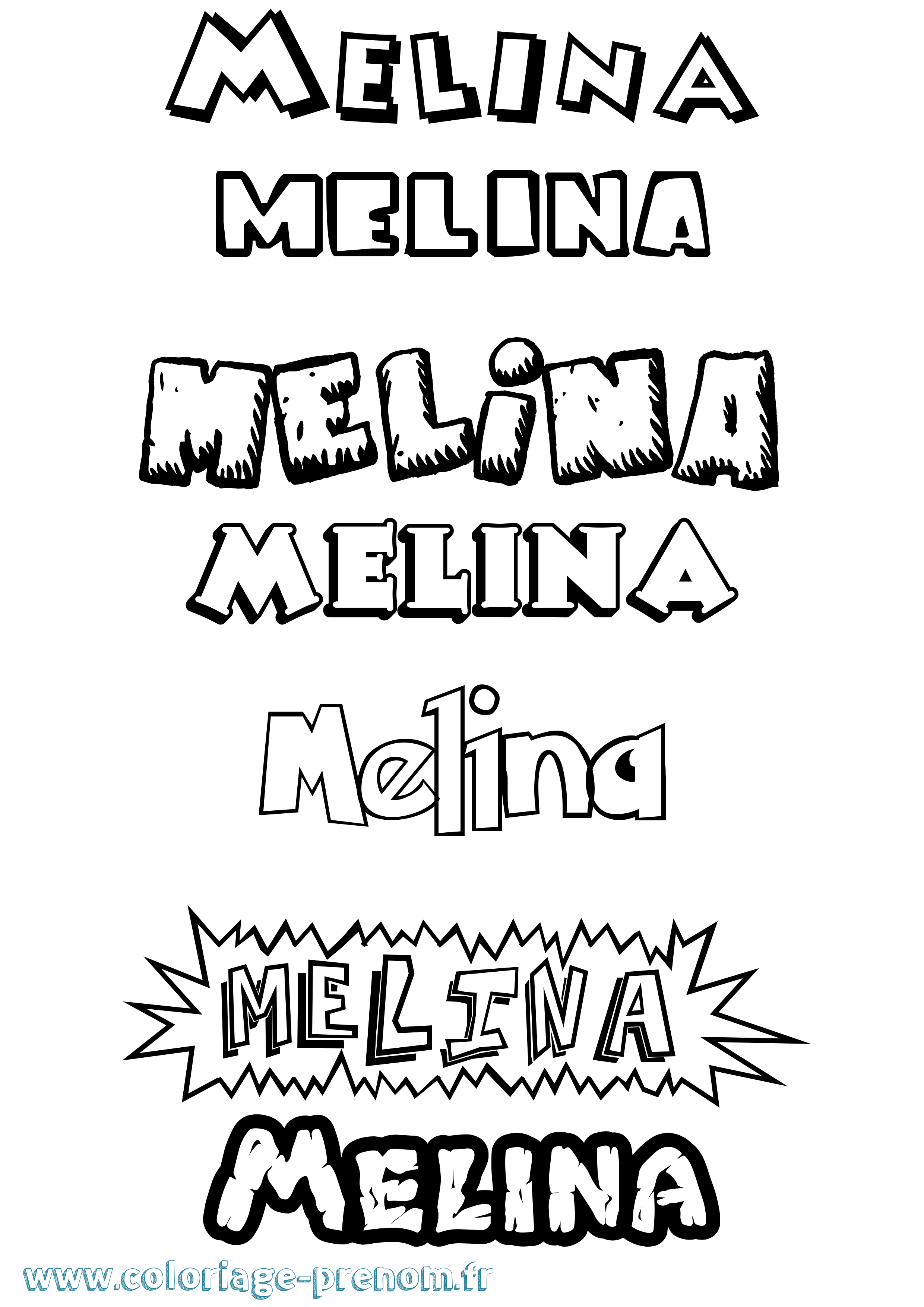 Coloriage prénom Melina Dessin Animé