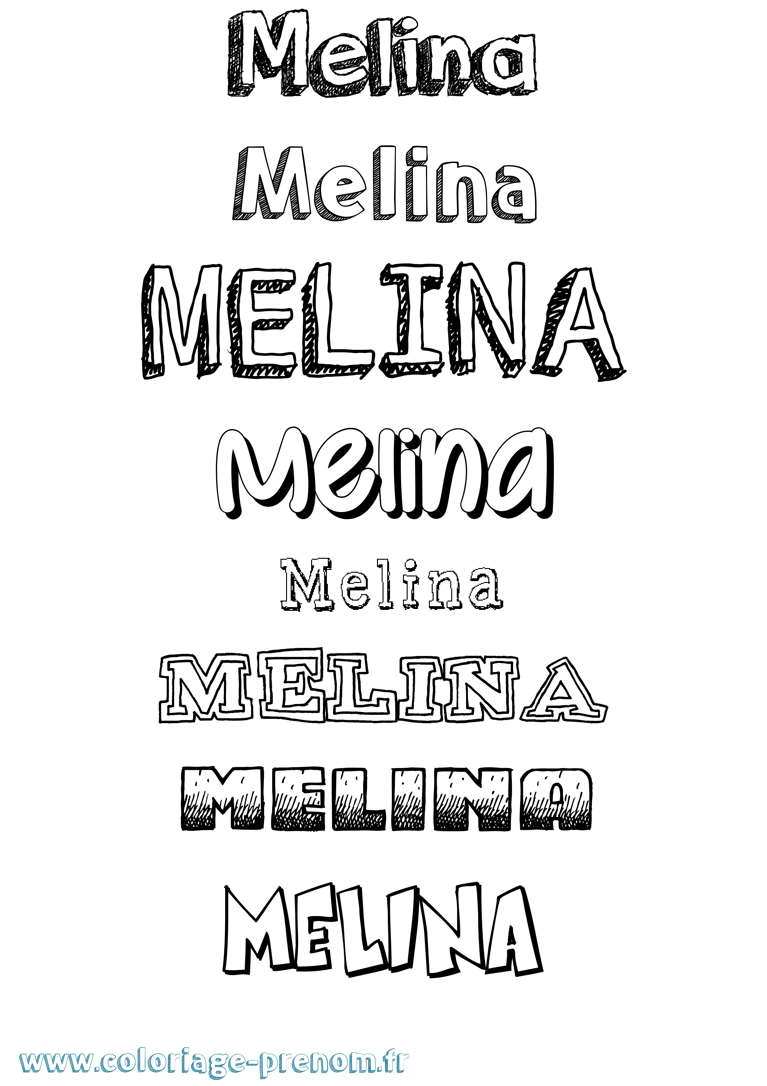 Coloriage prénom Melina Dessiné