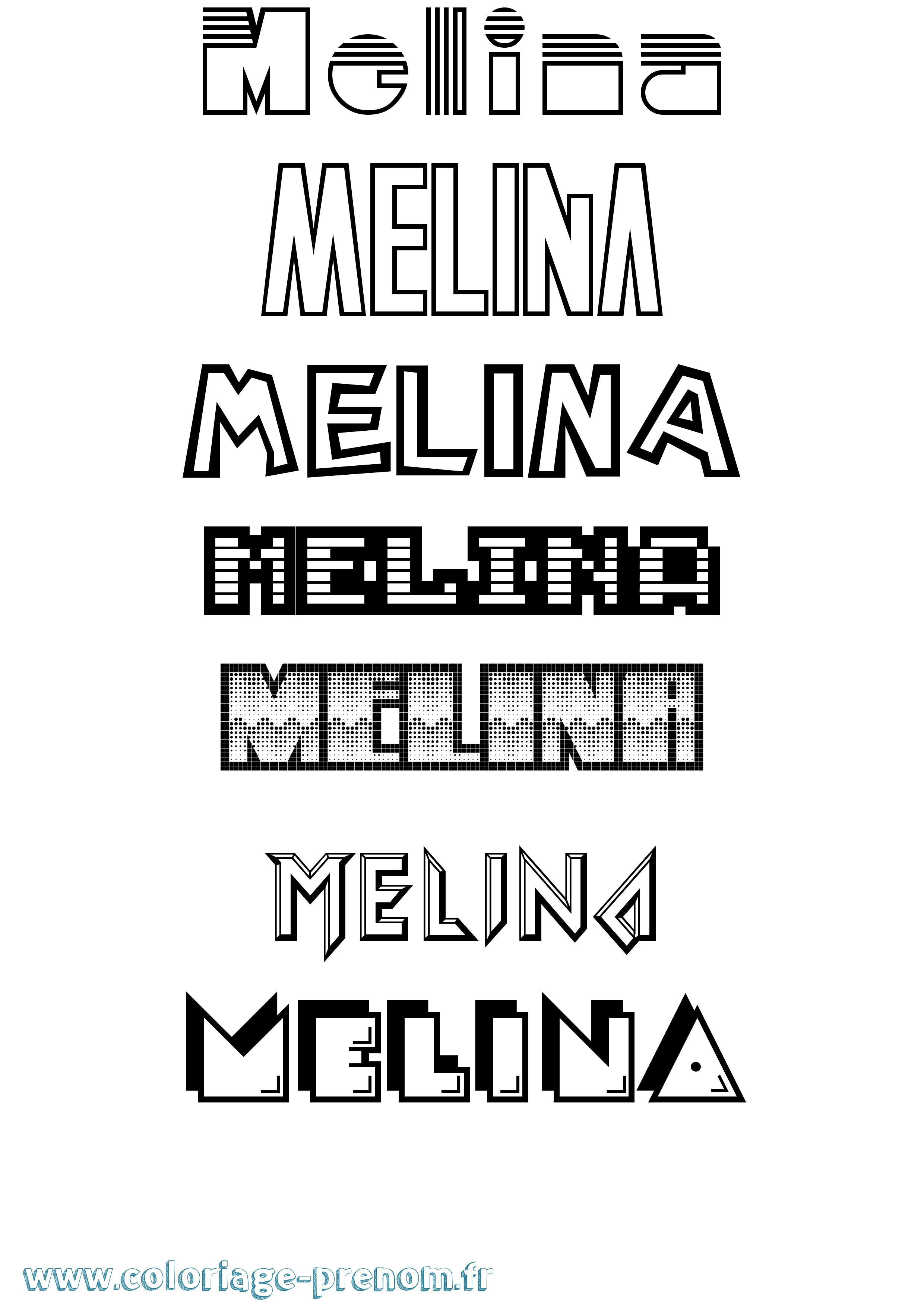 Coloriage prénom Melina Jeux Vidéos