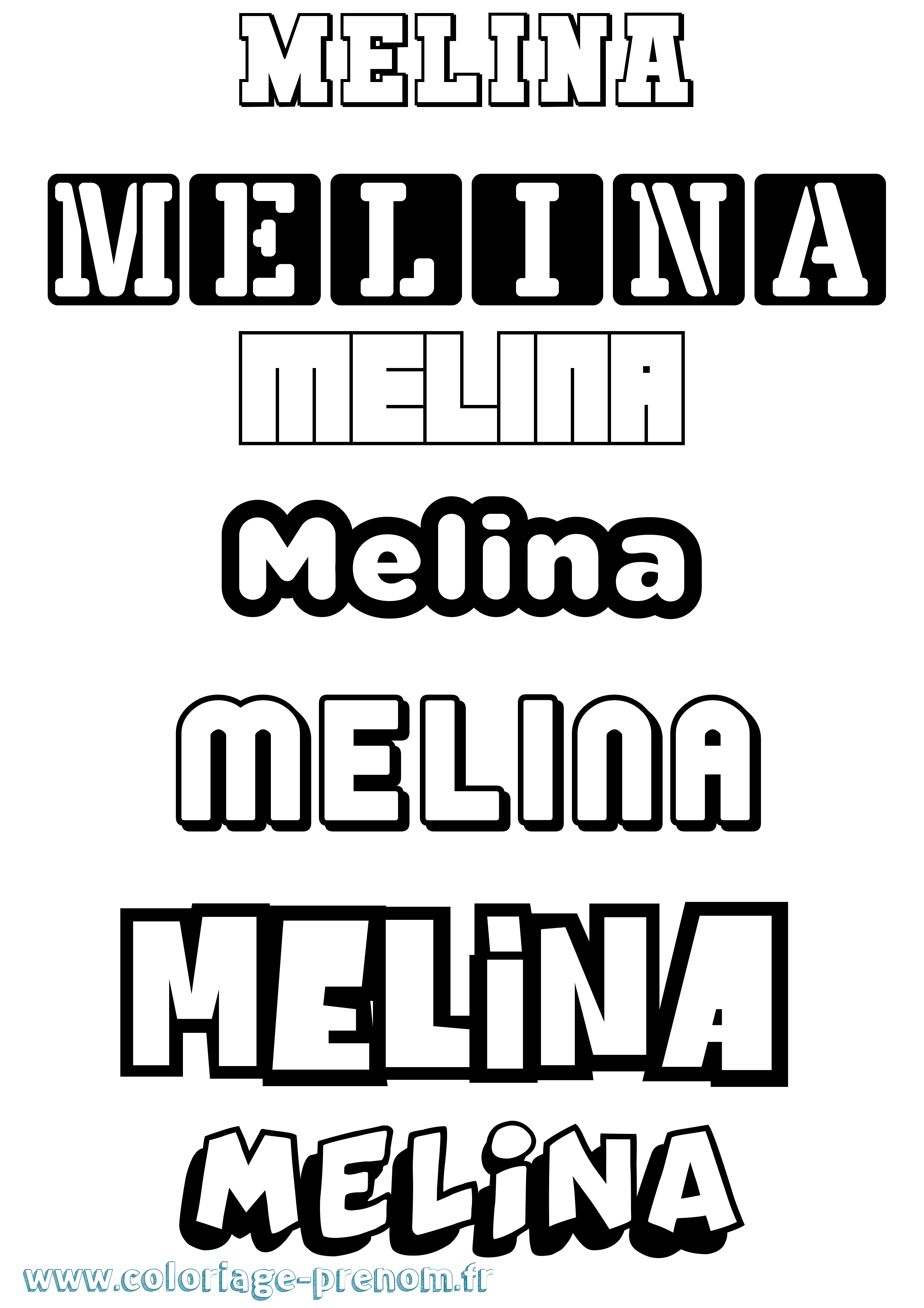 Coloriage prénom Melina Simple