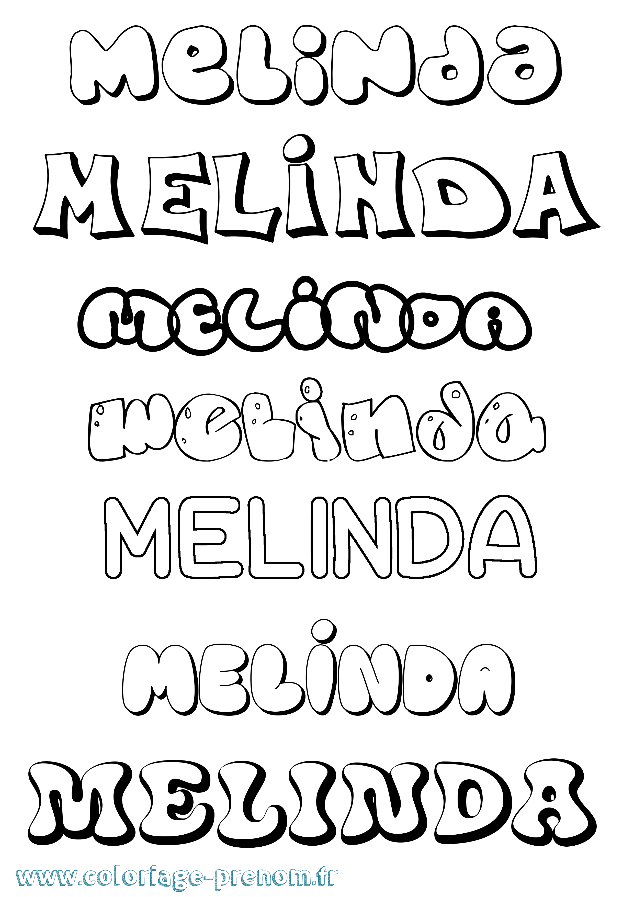 Coloriage prénom Melinda Bubble