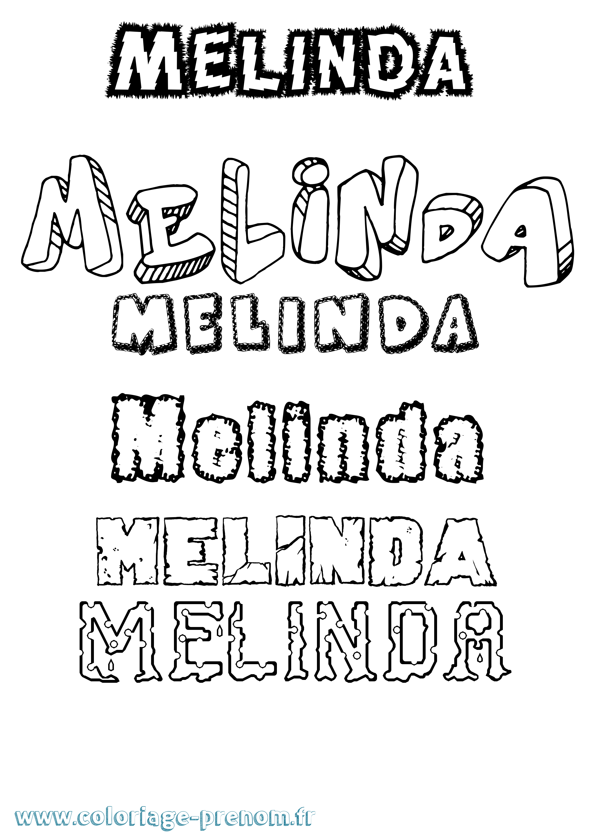Coloriage prénom Melinda Destructuré