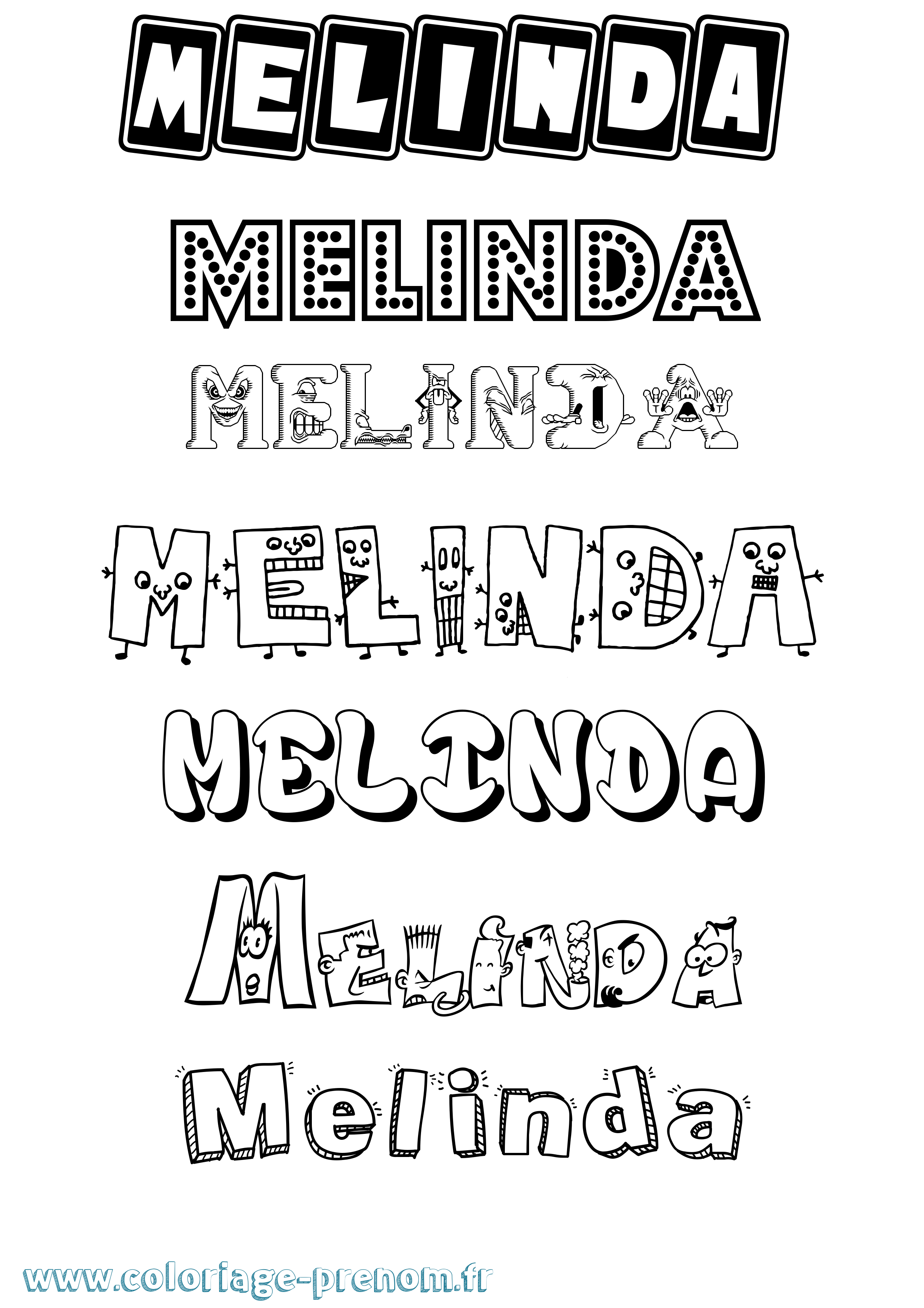 Coloriage prénom Melinda Fun