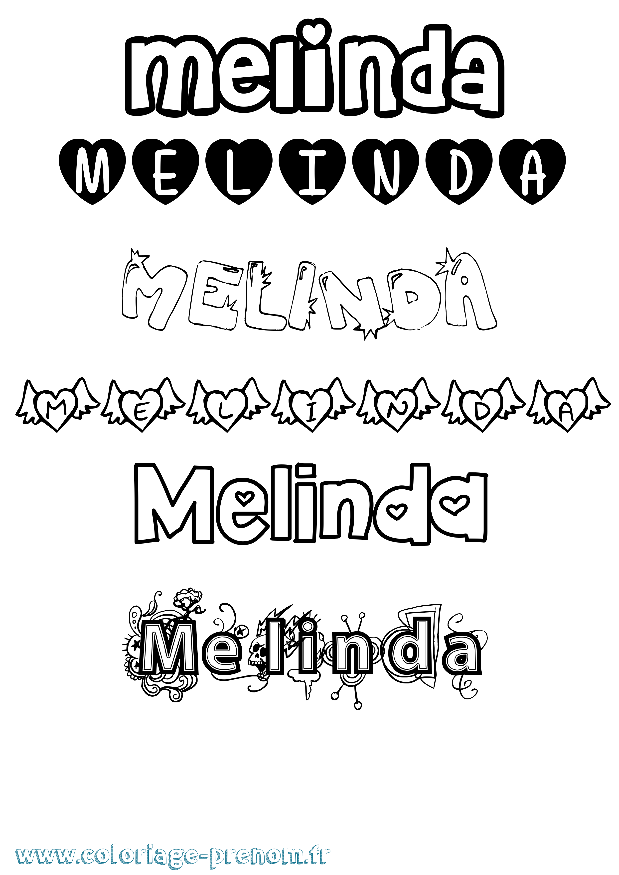 Coloriage prénom Melinda Girly