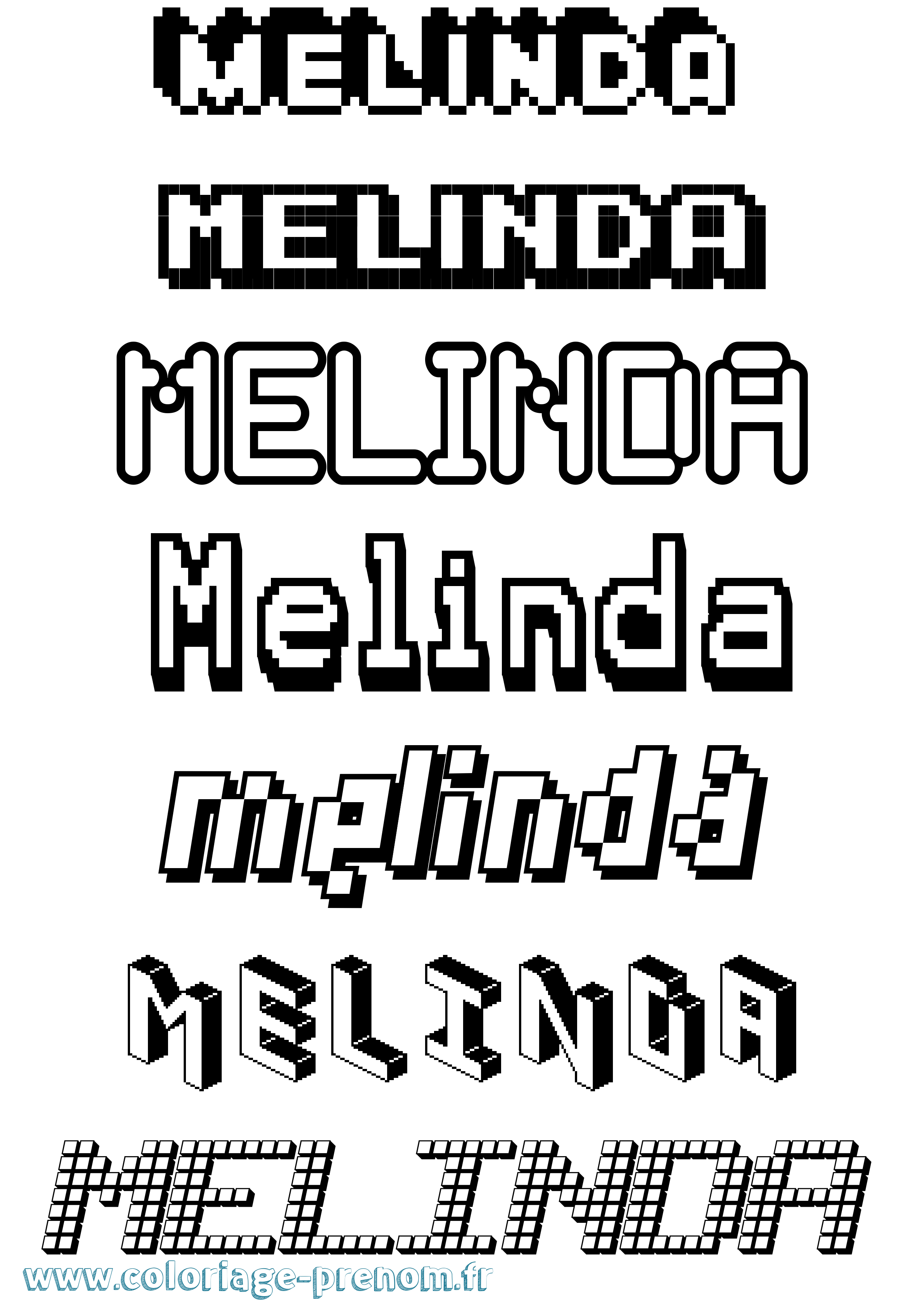 Coloriage prénom Melinda Pixel