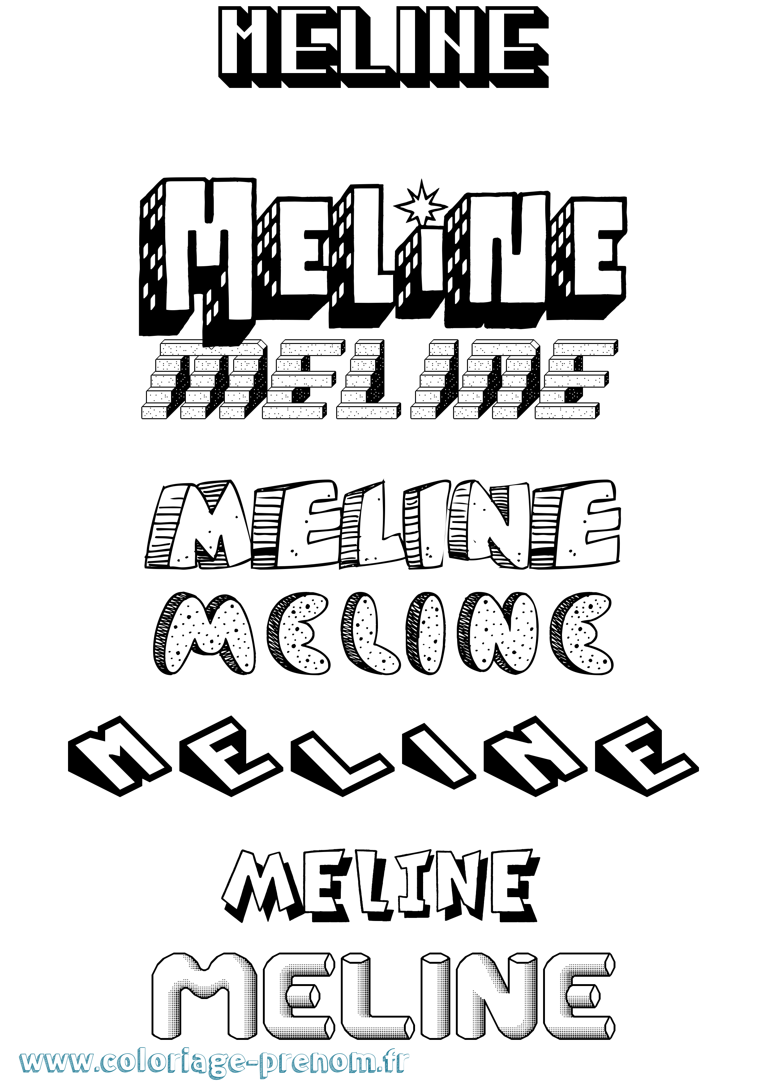 Coloriage prénom Meline