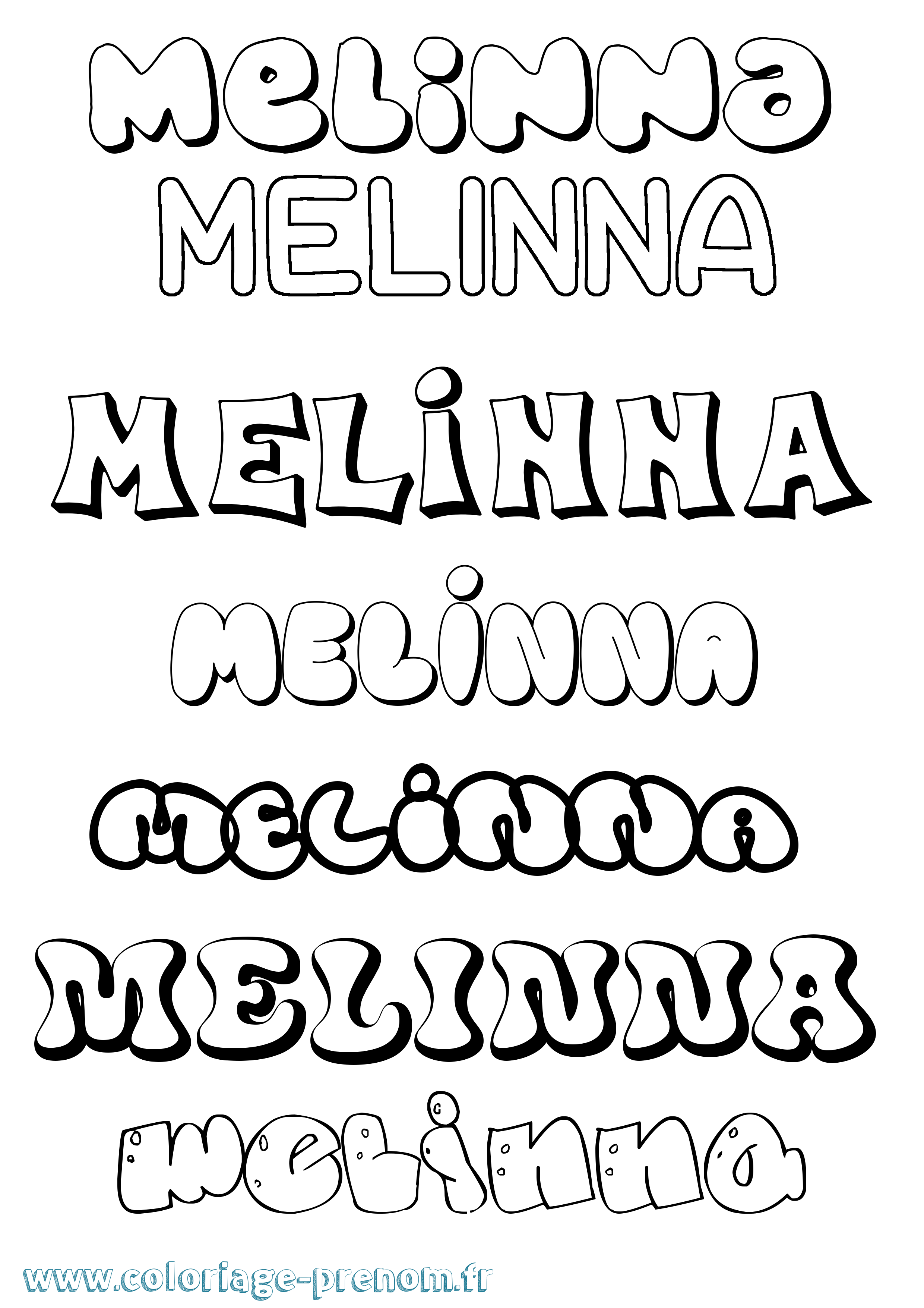 Coloriage prénom Melinna Bubble