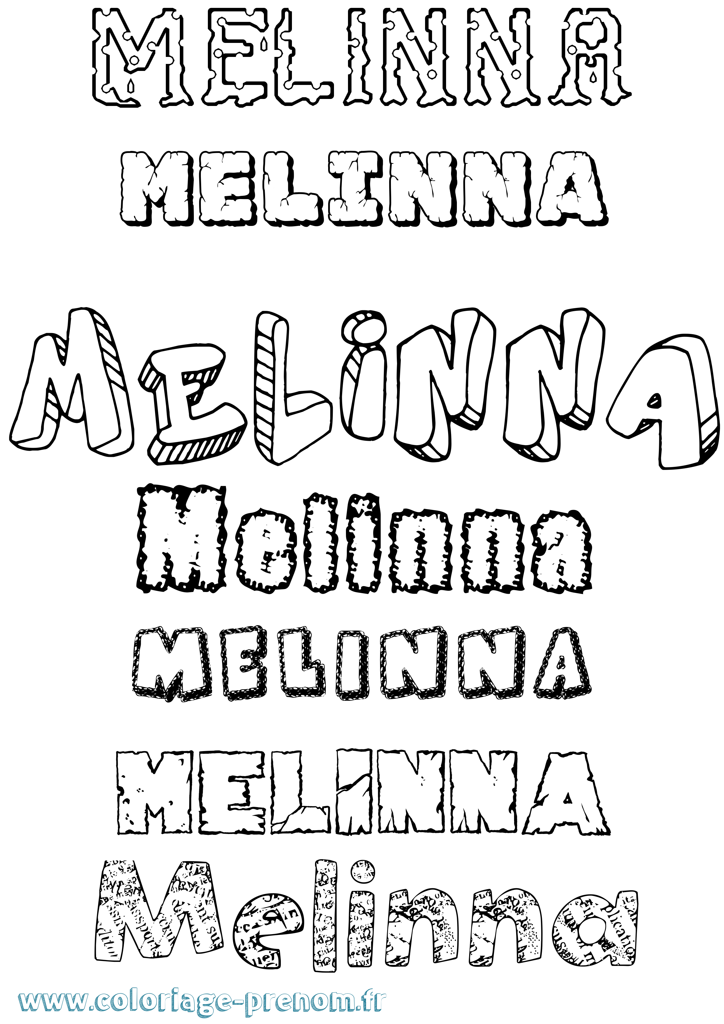 Coloriage prénom Melinna Destructuré