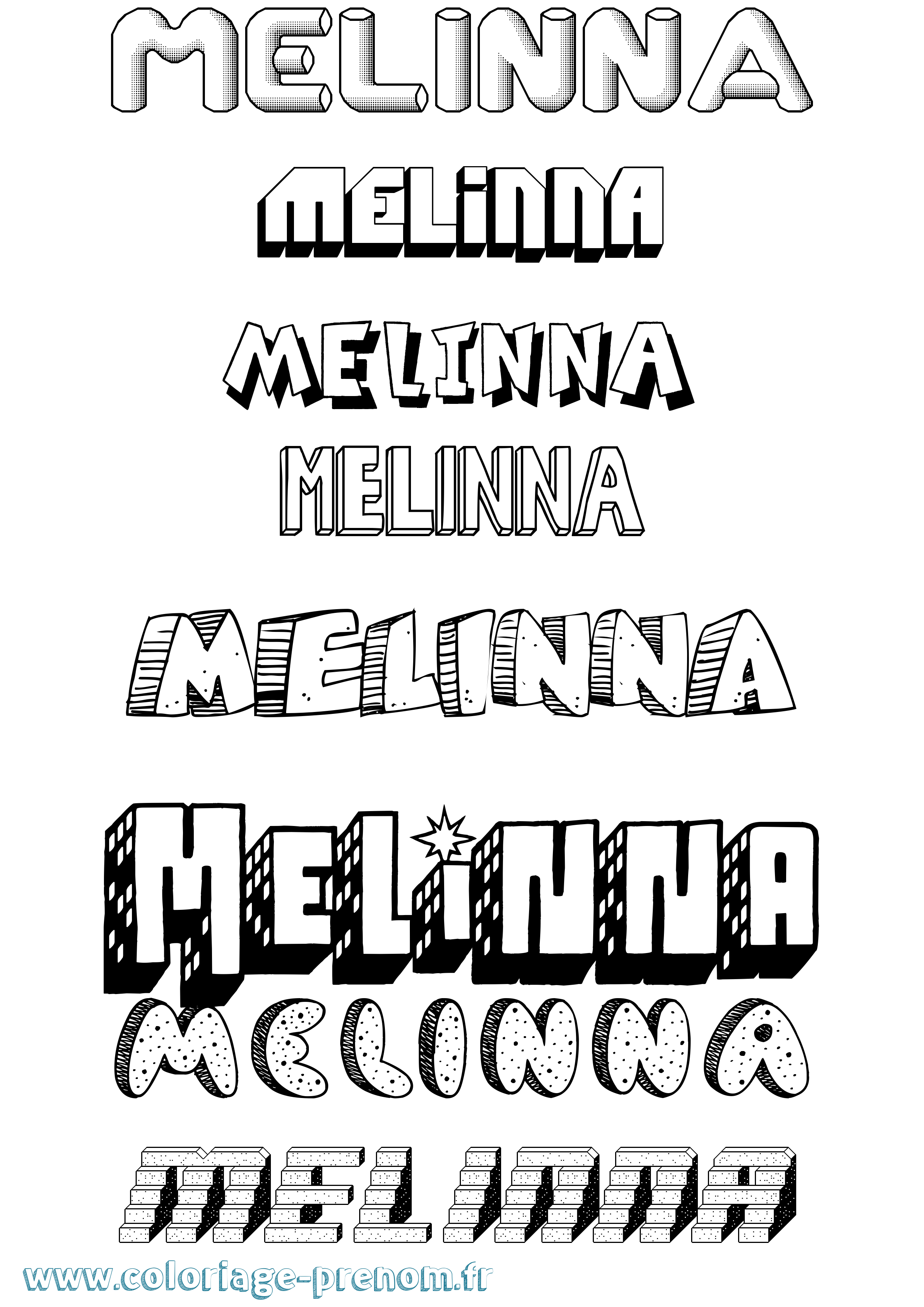 Coloriage prénom Melinna Effet 3D
