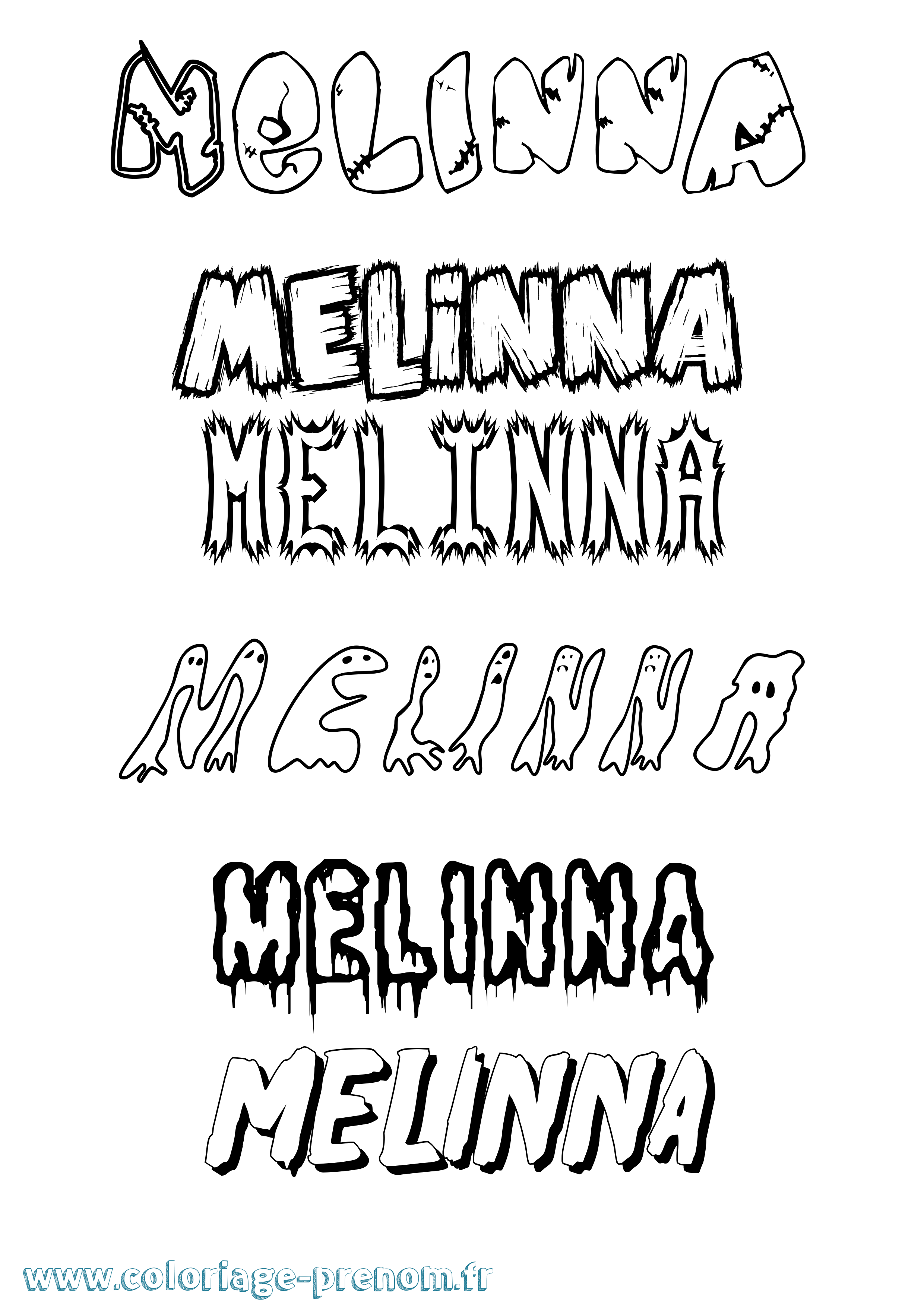 Coloriage prénom Melinna Frisson