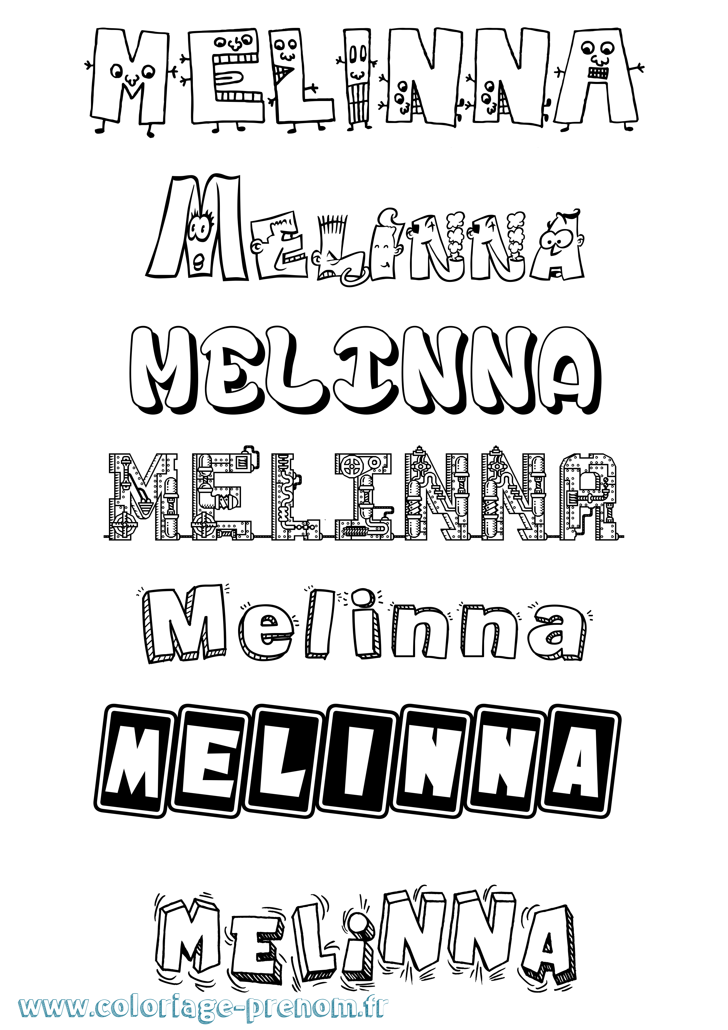 Coloriage prénom Melinna Fun