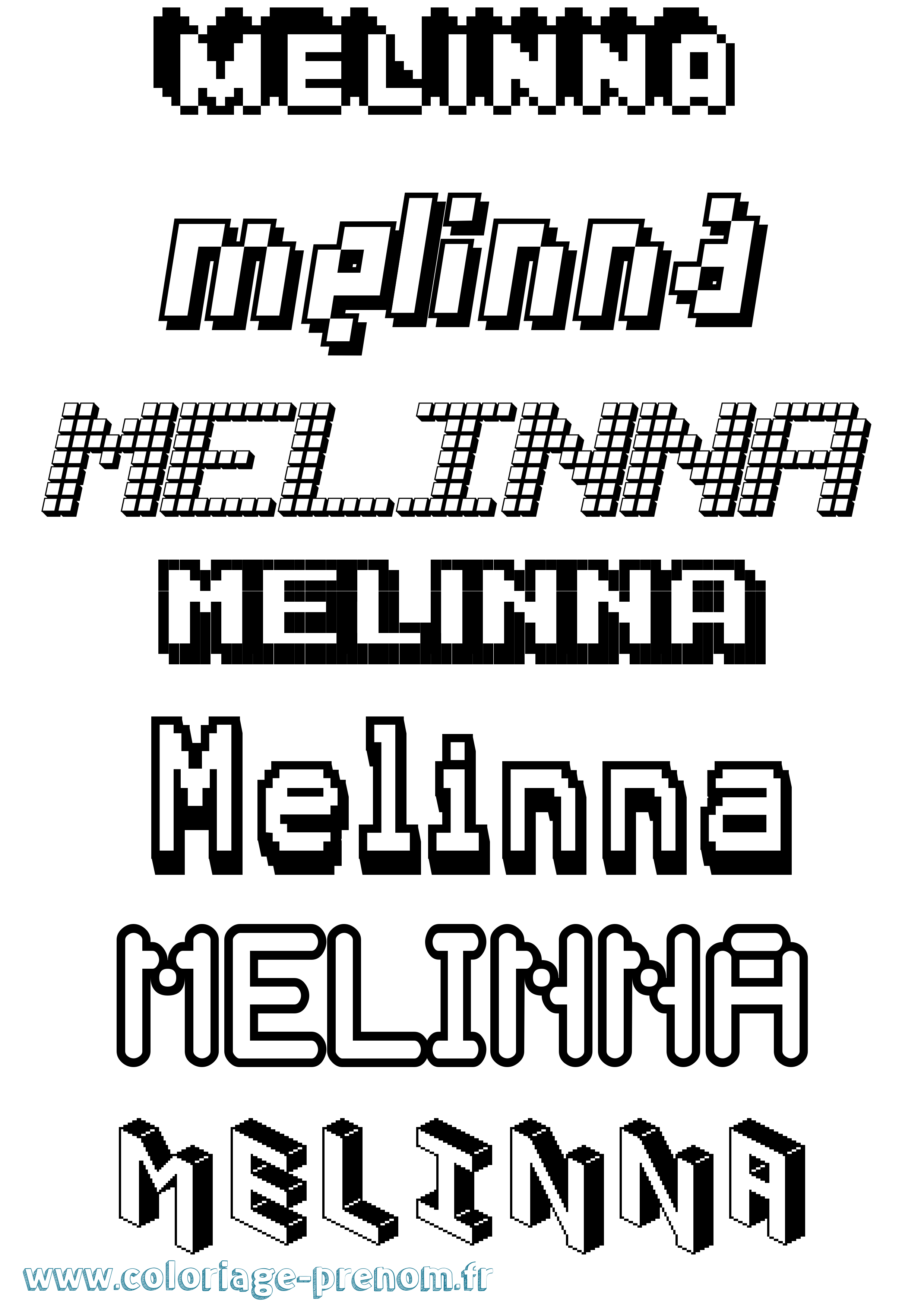 Coloriage prénom Melinna Pixel