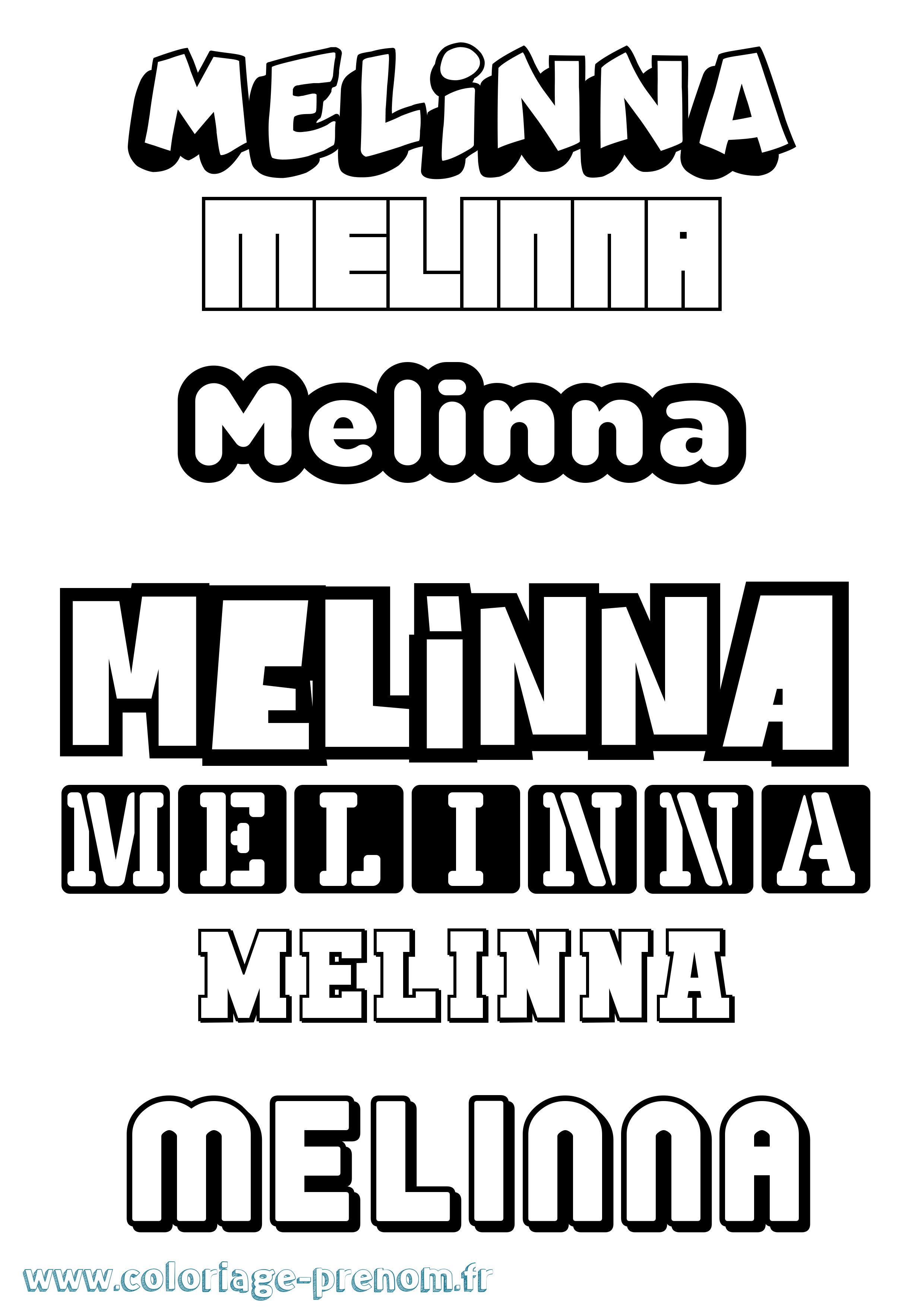 Coloriage prénom Melinna Simple