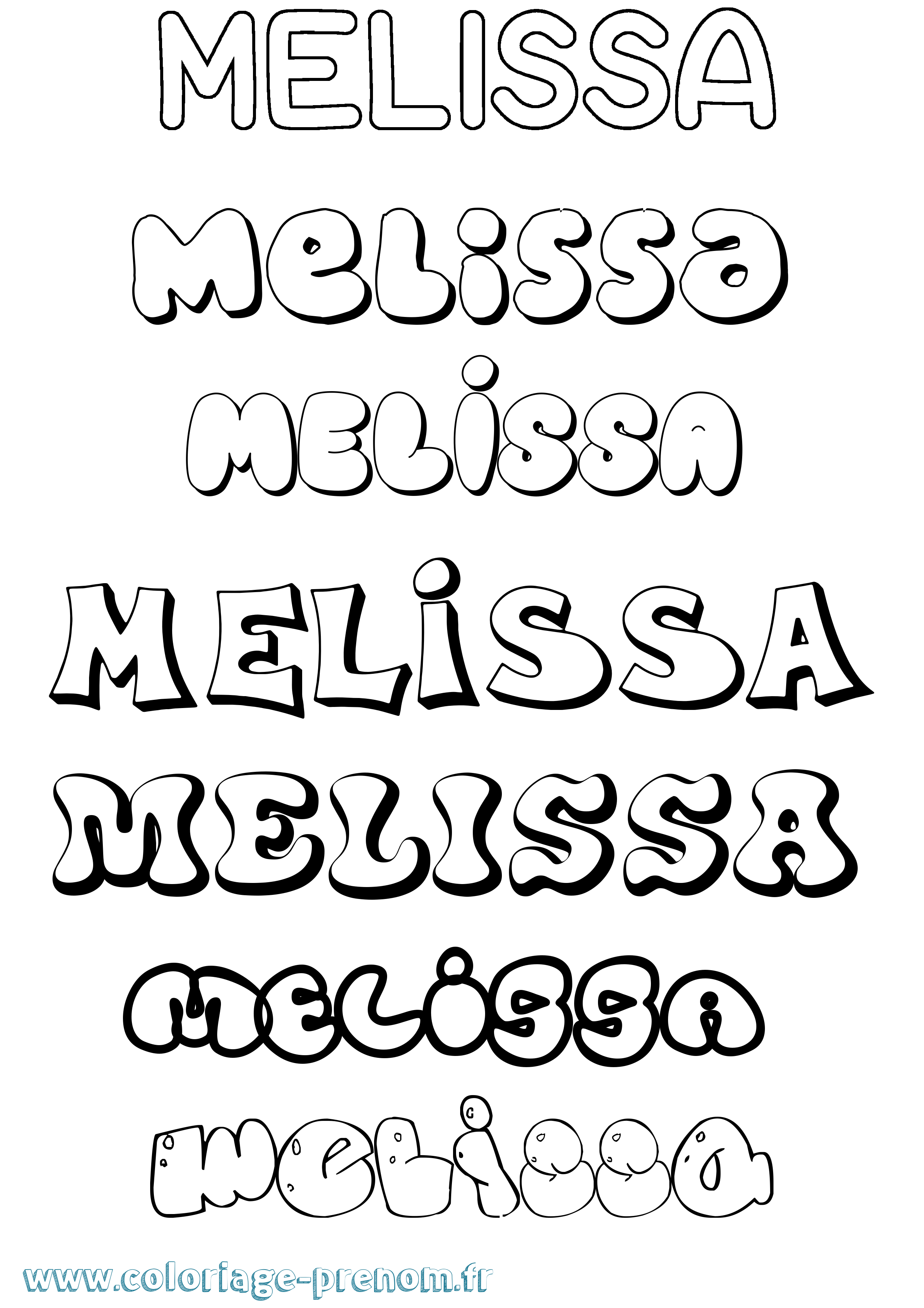 Coloriage prénom Melissa Bubble