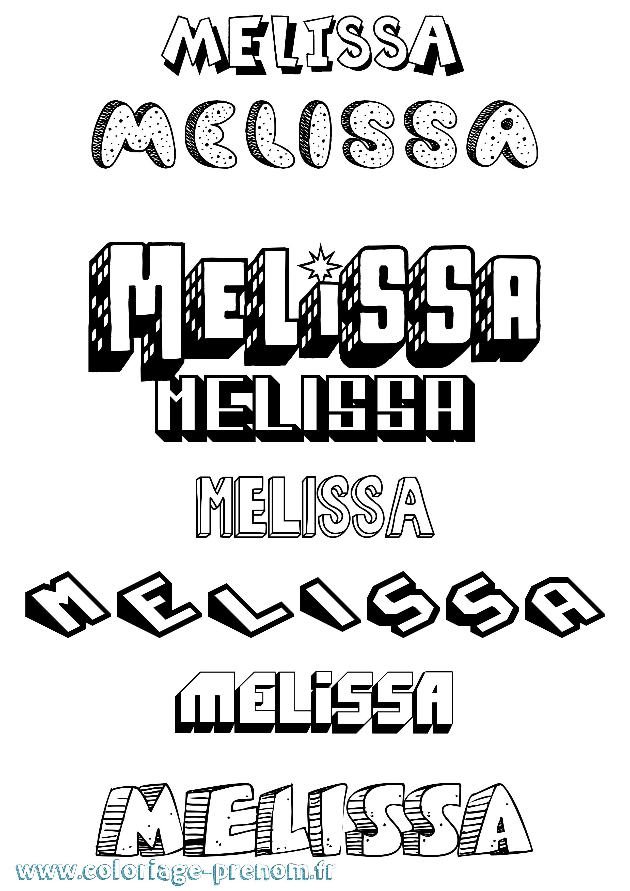 Coloriage prénom Melissa Effet 3D