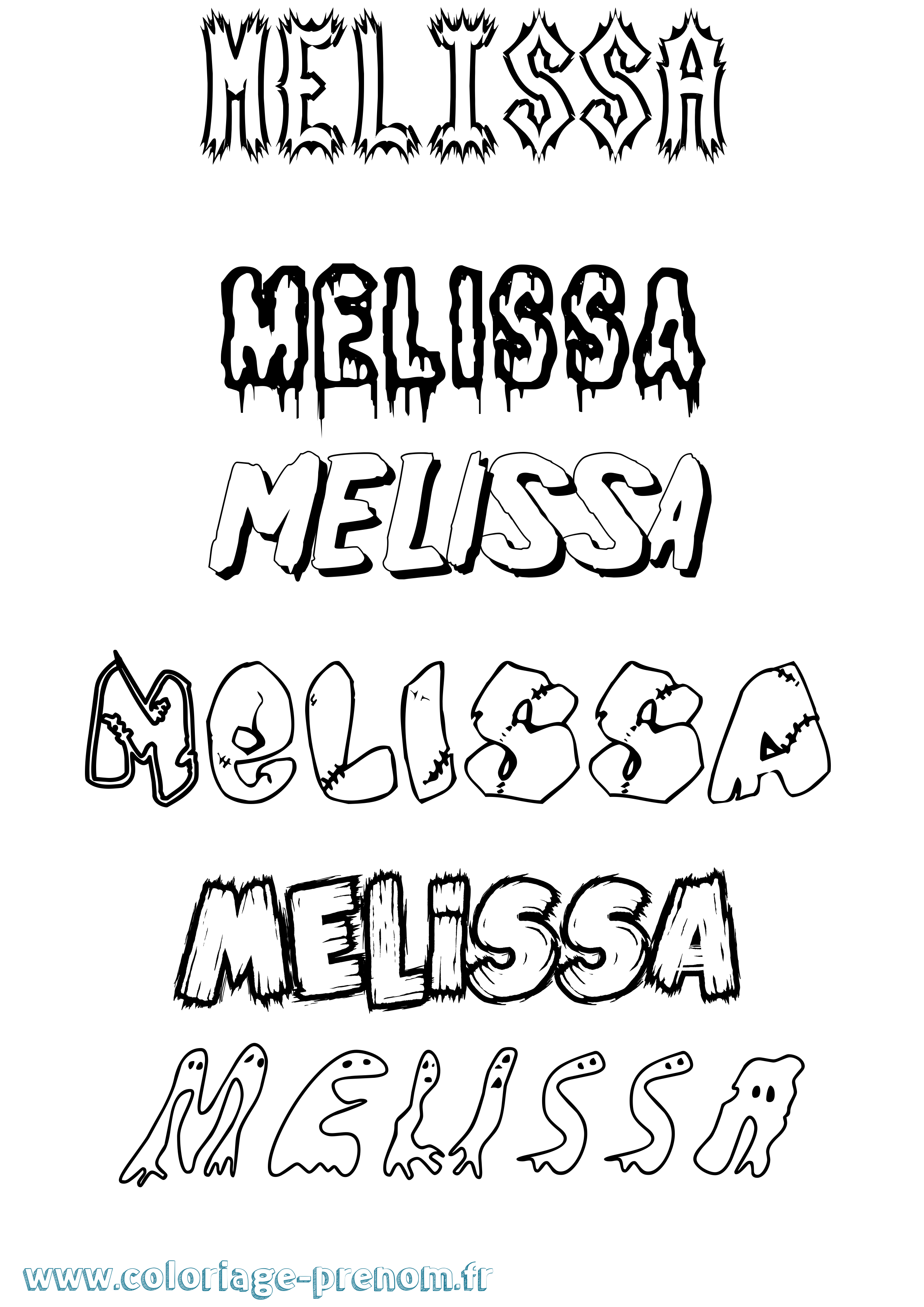Coloriage prénom Melissa Frisson
