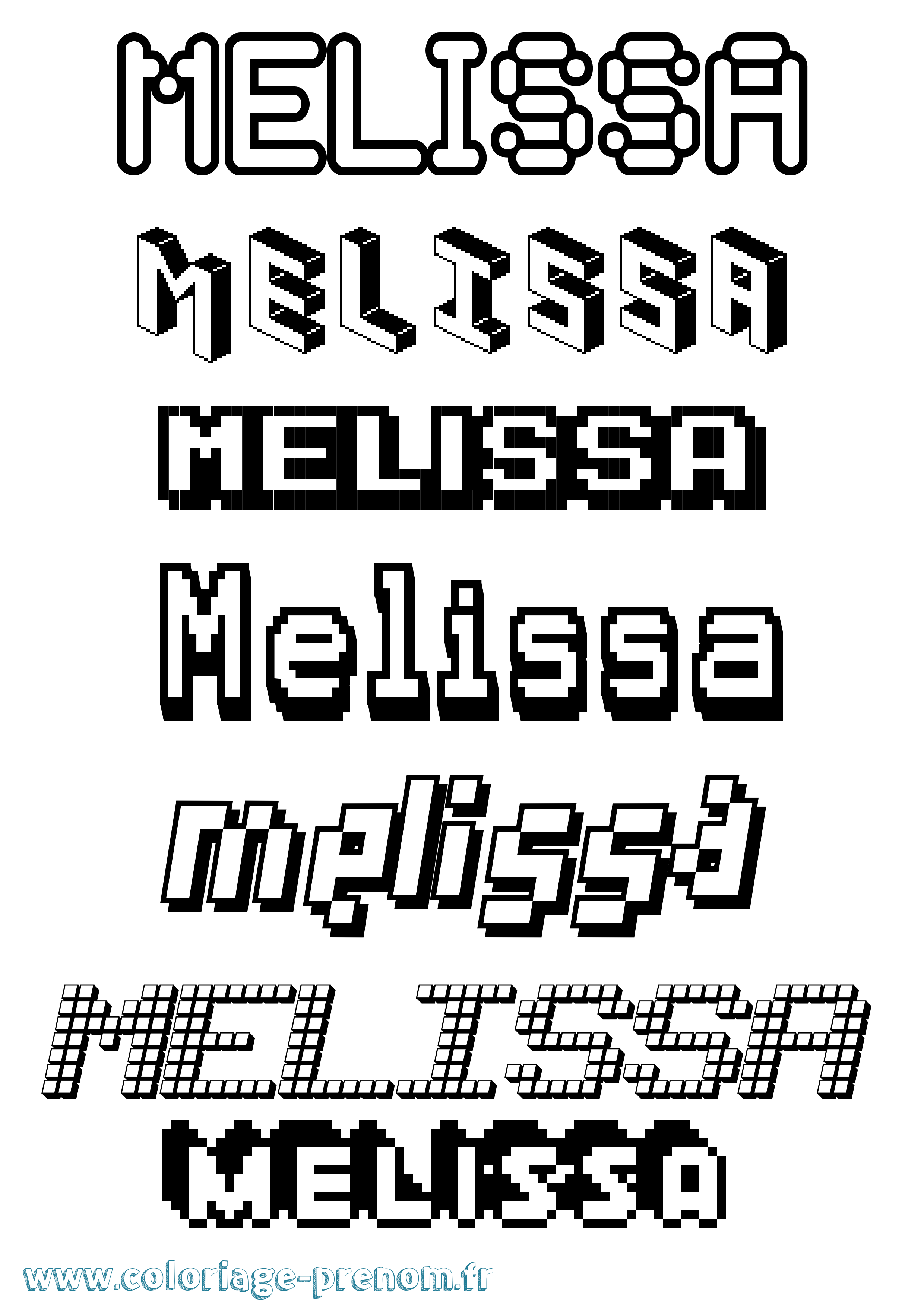 Coloriage prénom Melissa Pixel