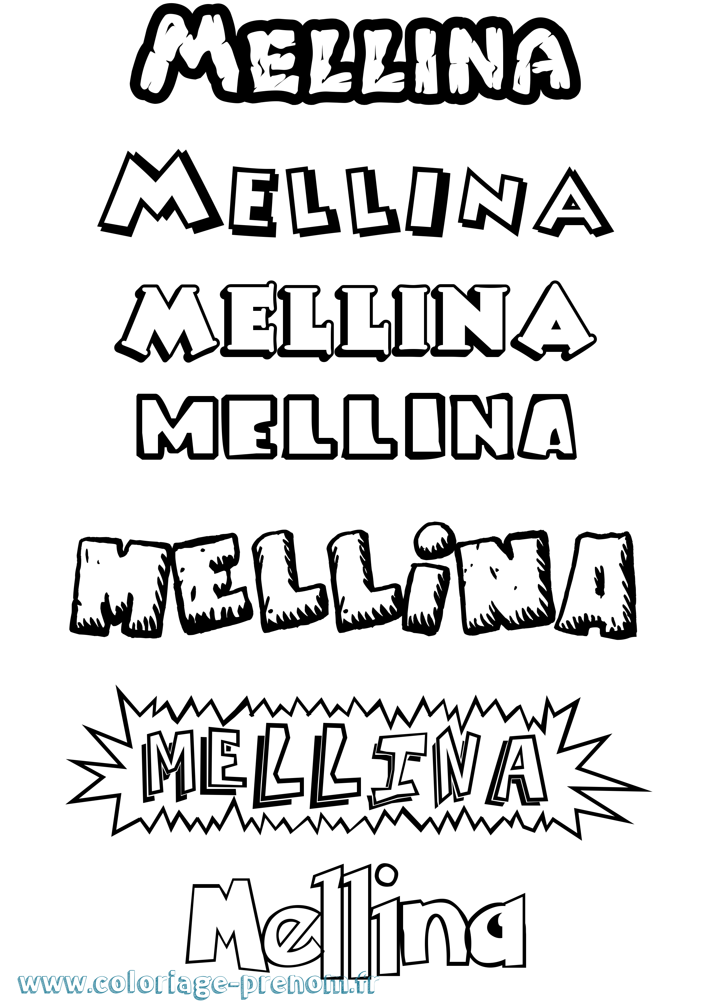 Coloriage prénom Mellina