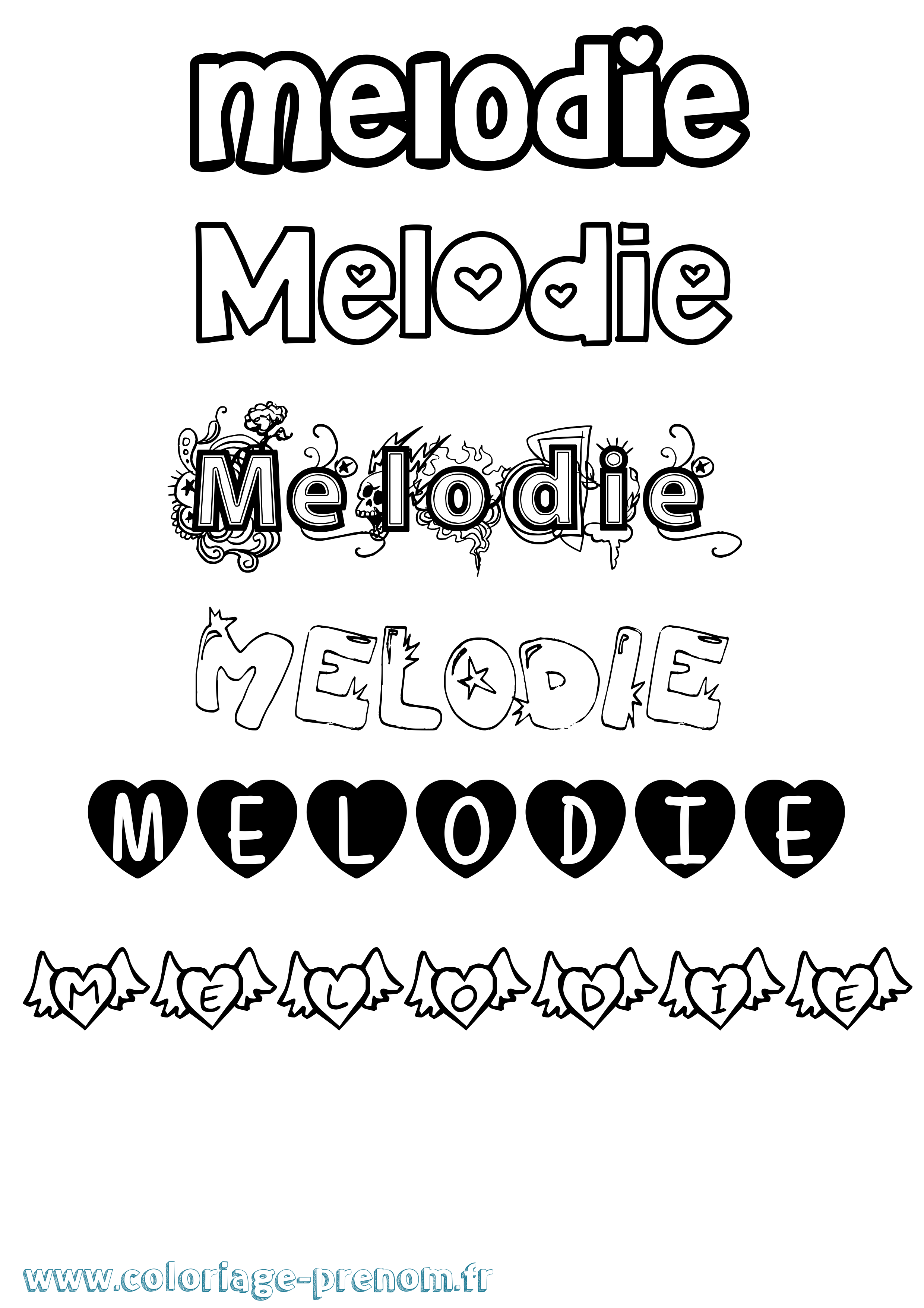 Coloriage prénom Melodie