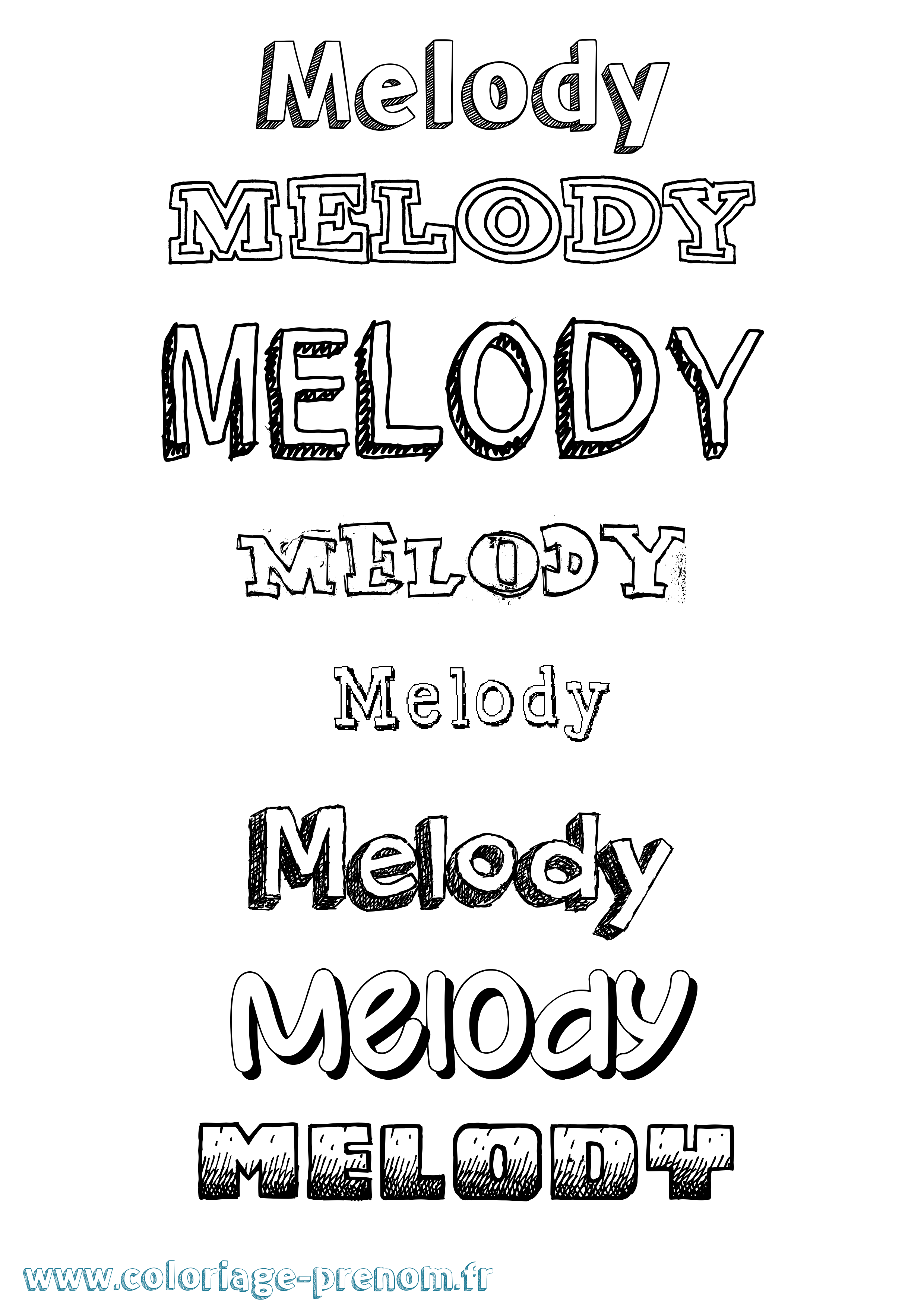Coloriage prénom Melody Dessiné