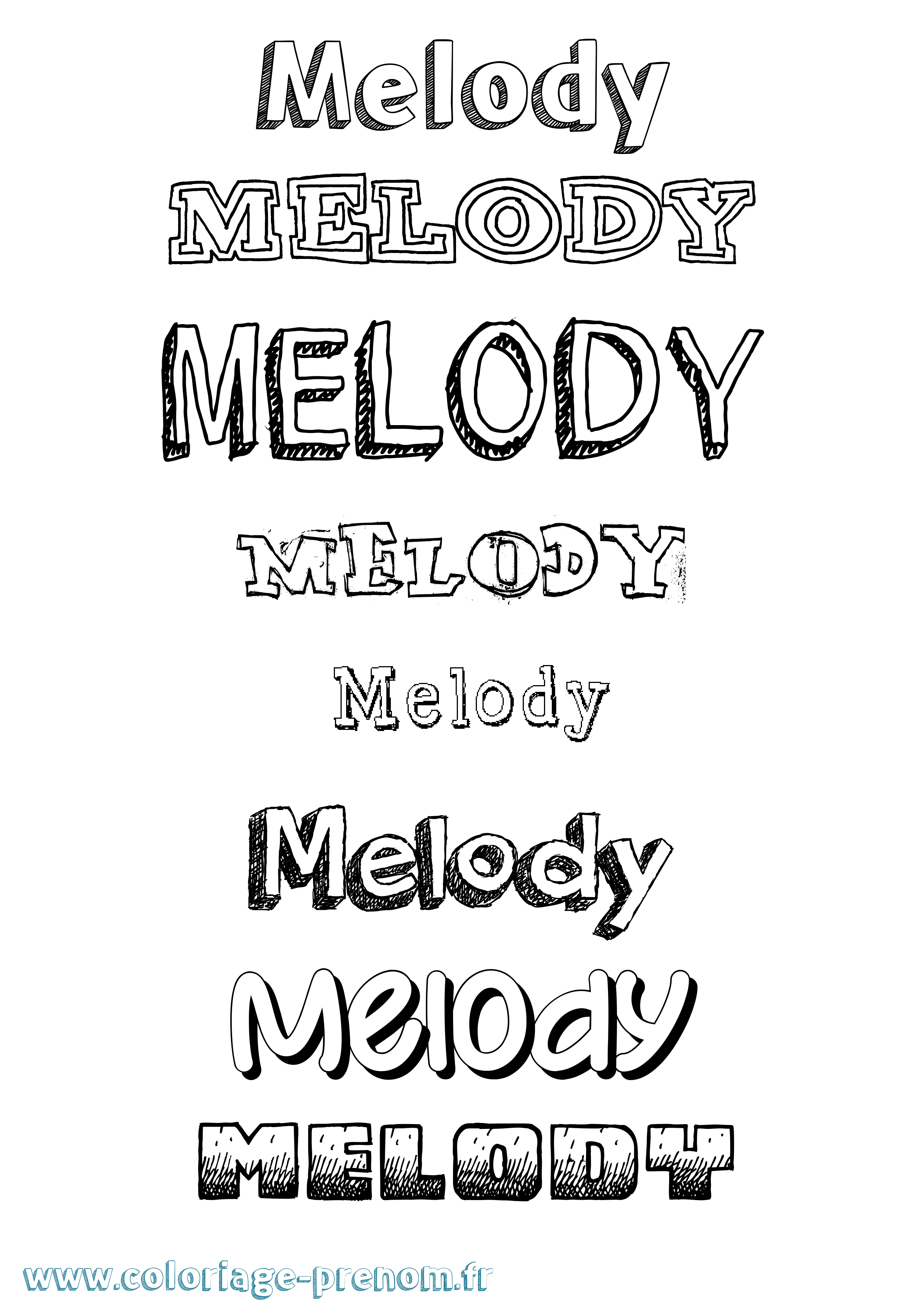 Coloriage Melody Dessiné Coloriage prénom Melody Dessiné