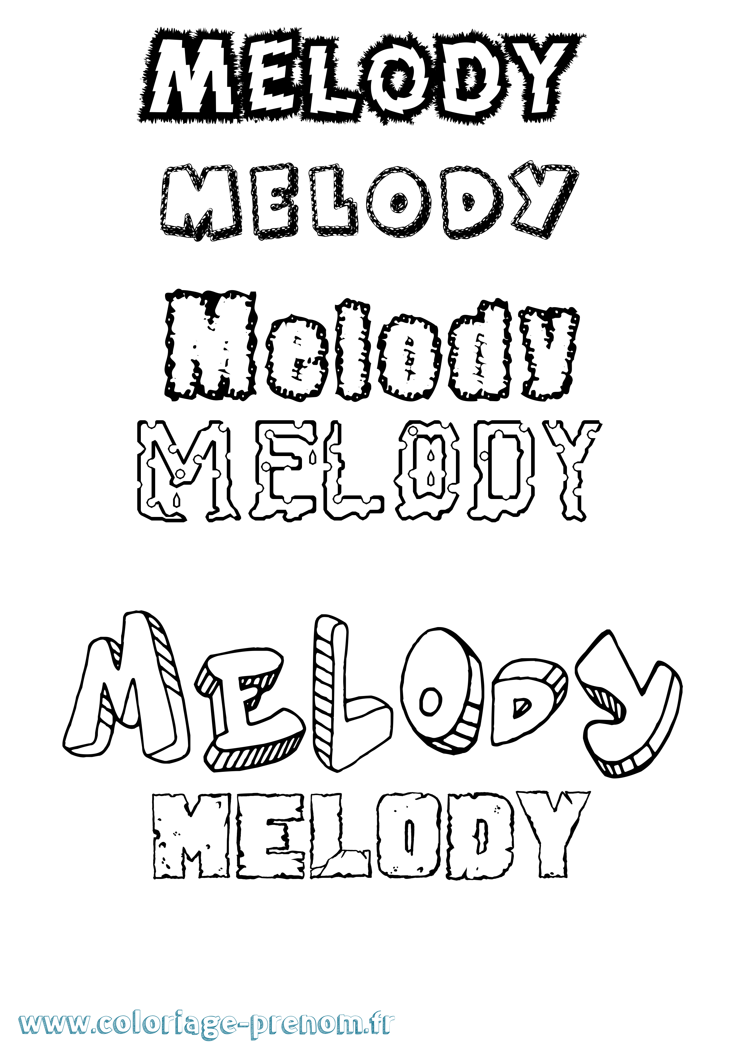 Coloriage Melody Destructuré Coloriage prénom Melody Destructuré