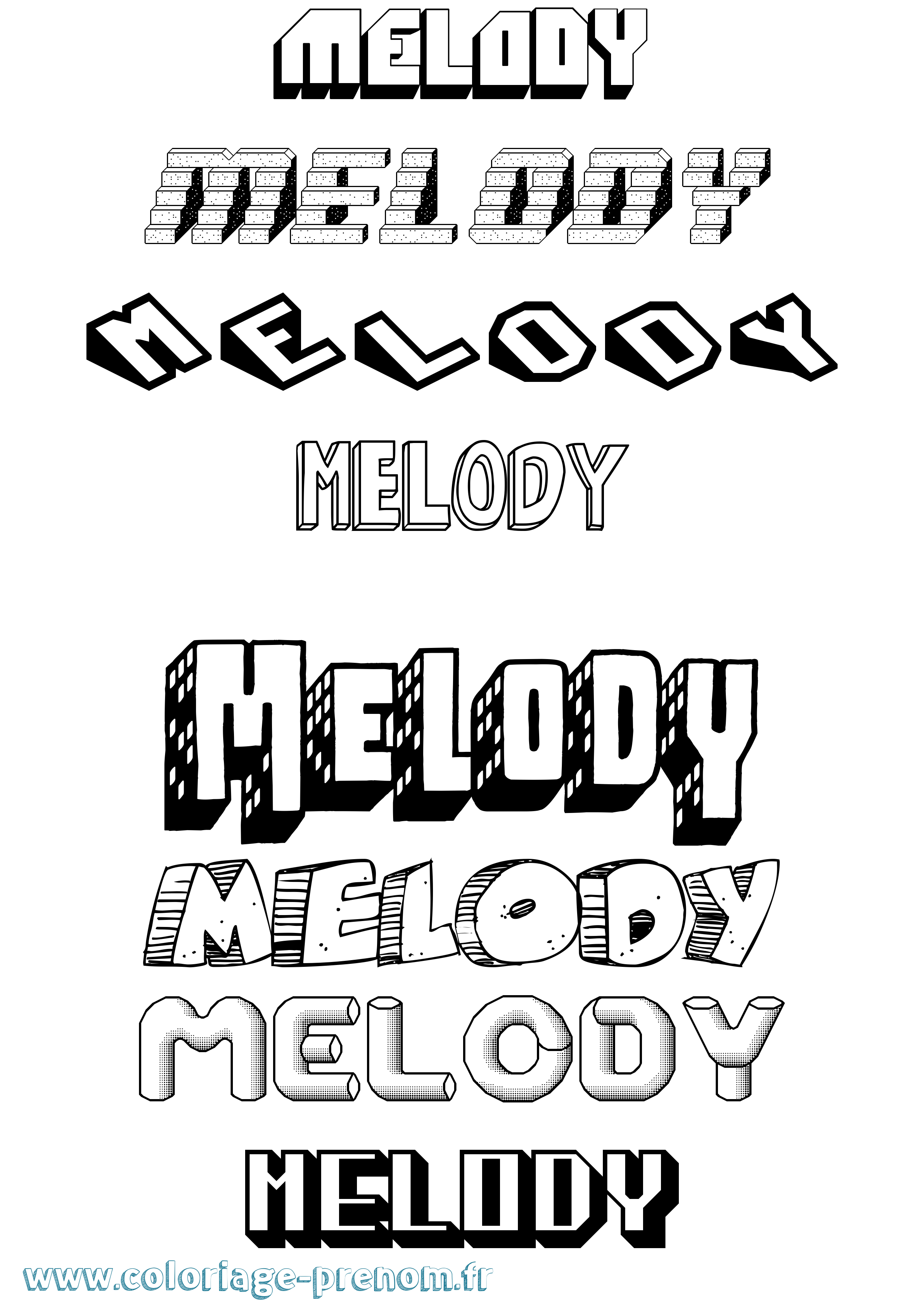 Coloriage Melody Effet 3D Coloriage prénom Melody Effet 3D