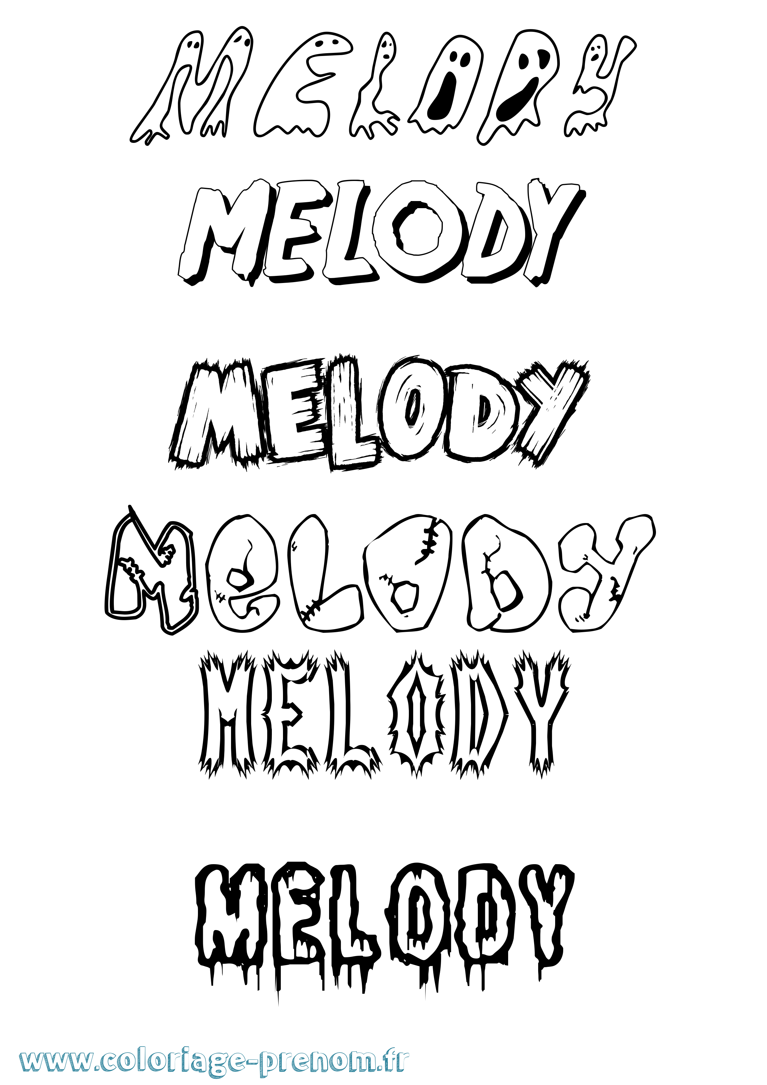 Coloriage prénom Melody Frisson