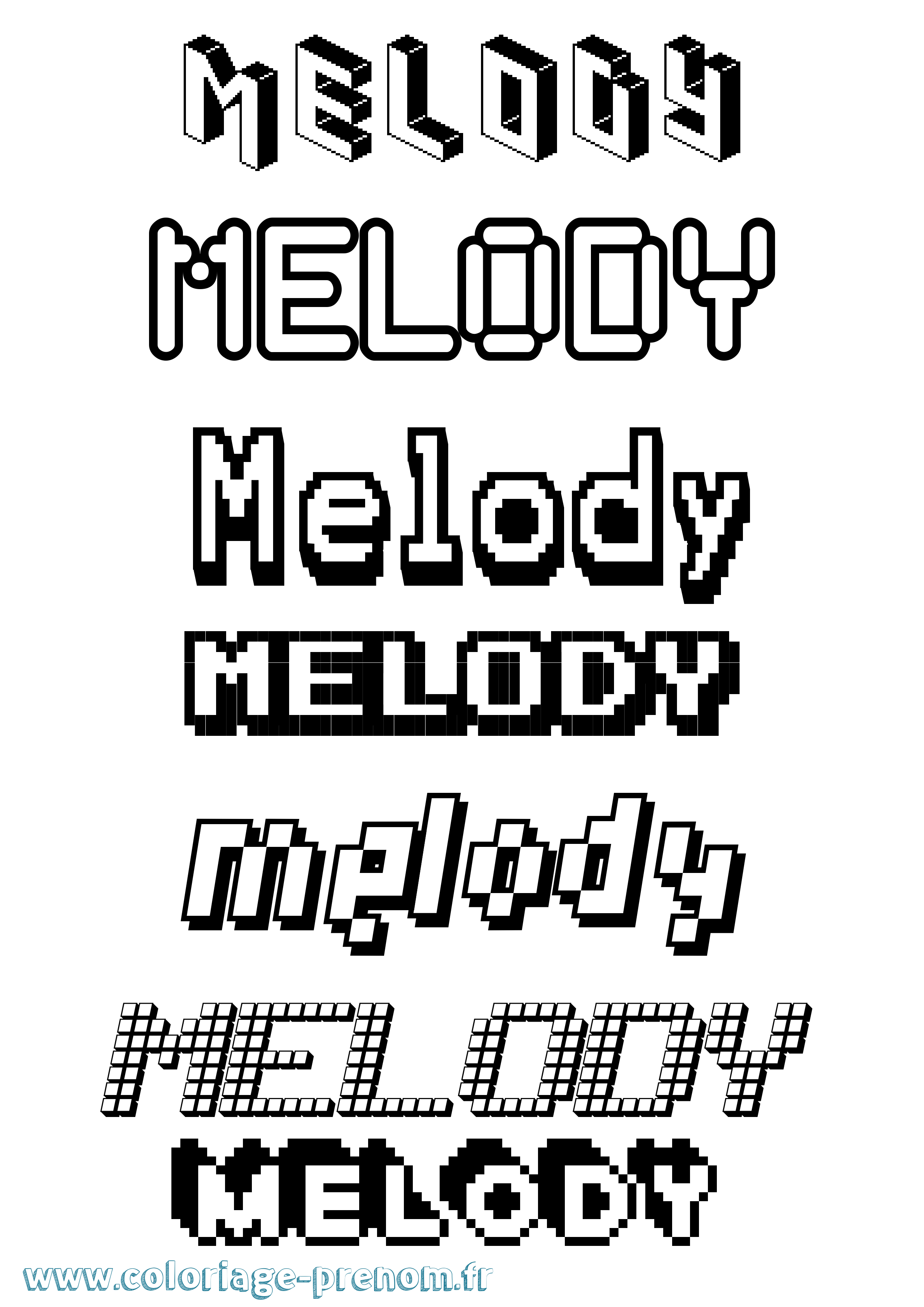 Coloriage Melody Pixel Coloriage prénom Melody Pixel