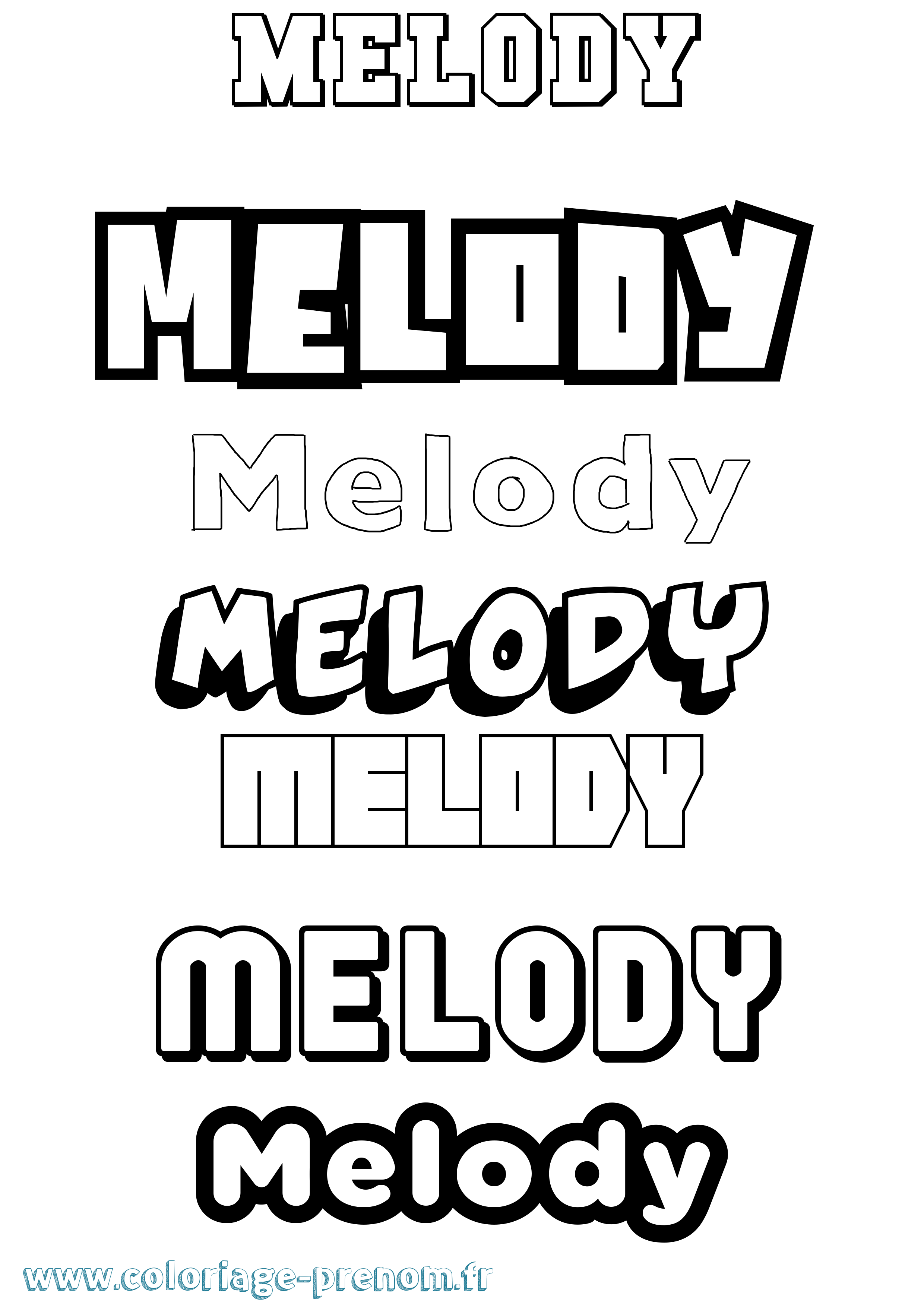 Coloriage prénom Melody Simple